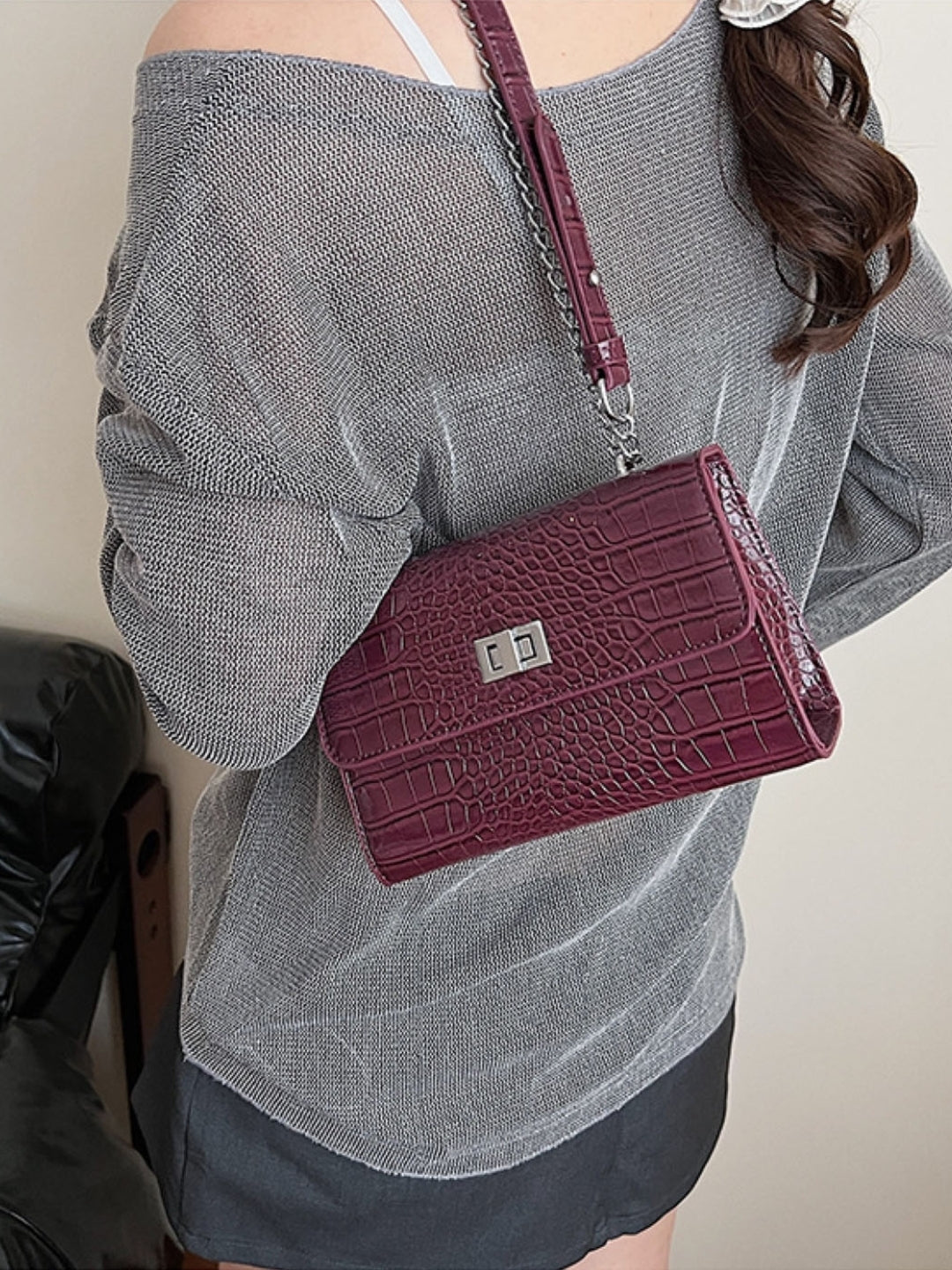 Maroon Textured NA Sling Bag