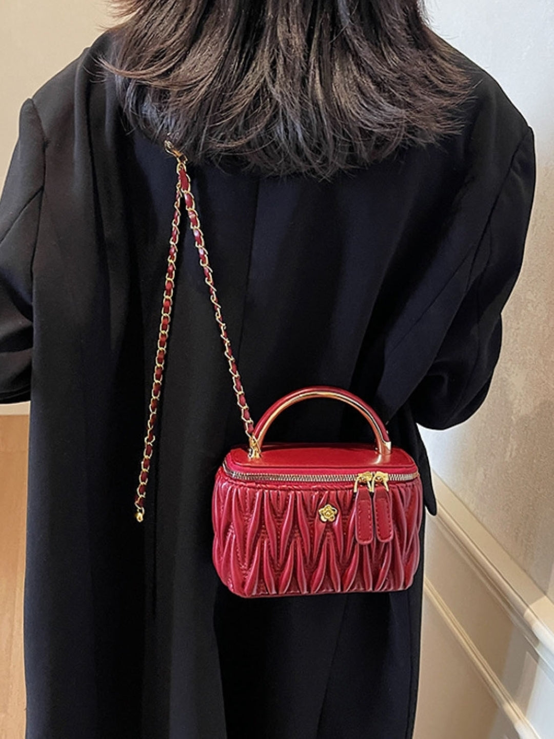 Red Embellished One Handle Sling Bag
