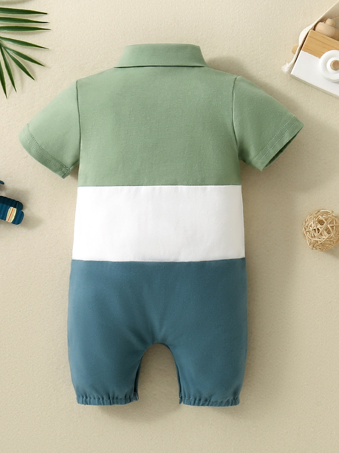 Green Cotton Regular Romper