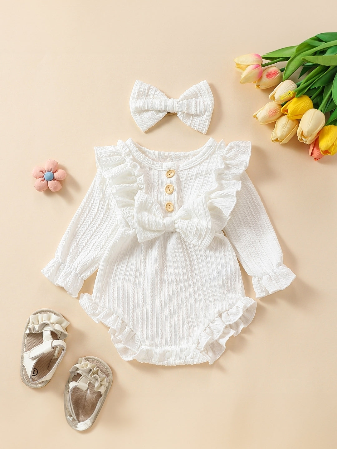 White Cotton Regular Romper