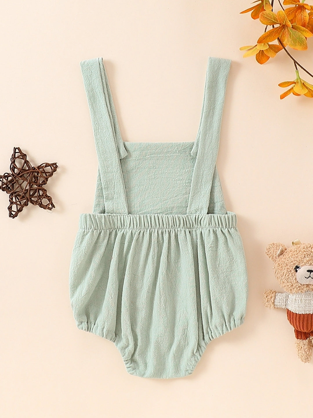 Green Cotton Regular Romper