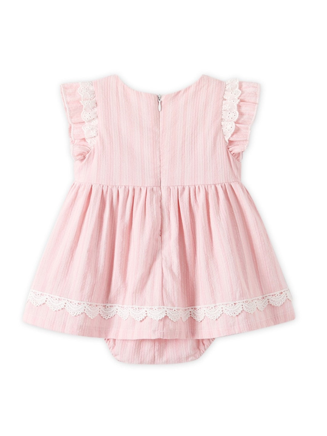 Pink A-Line Round Neck Solid Sleeveless Cotton Dress