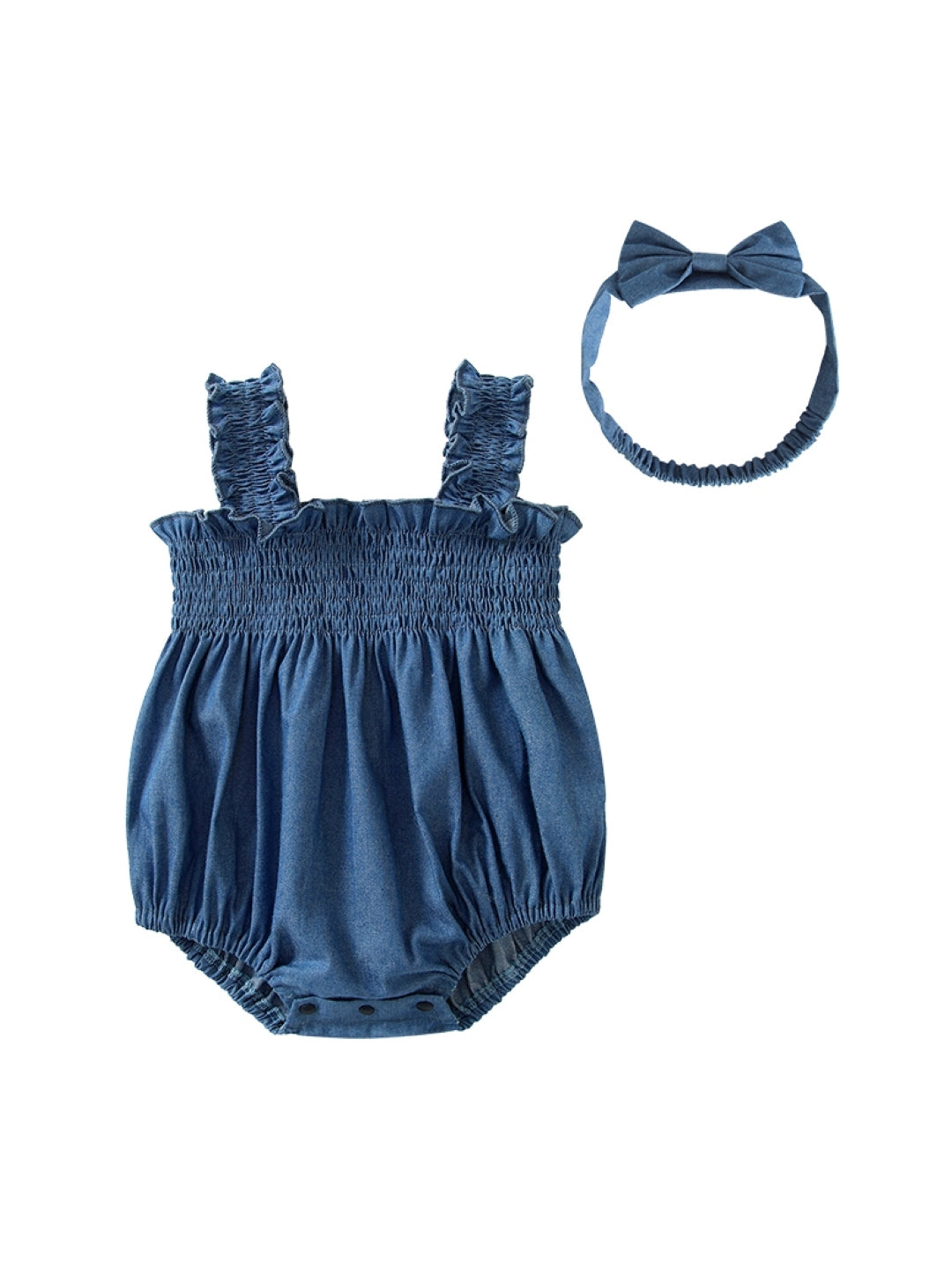 Blue Cotton Regular Romper