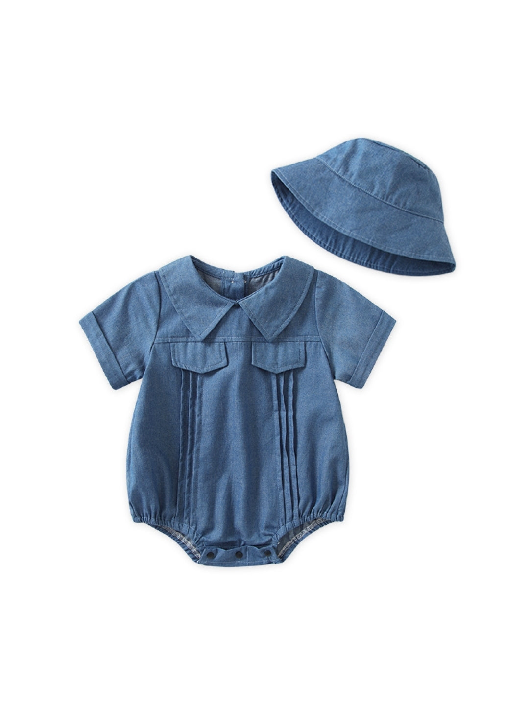 Blue Cotton Regular Romper