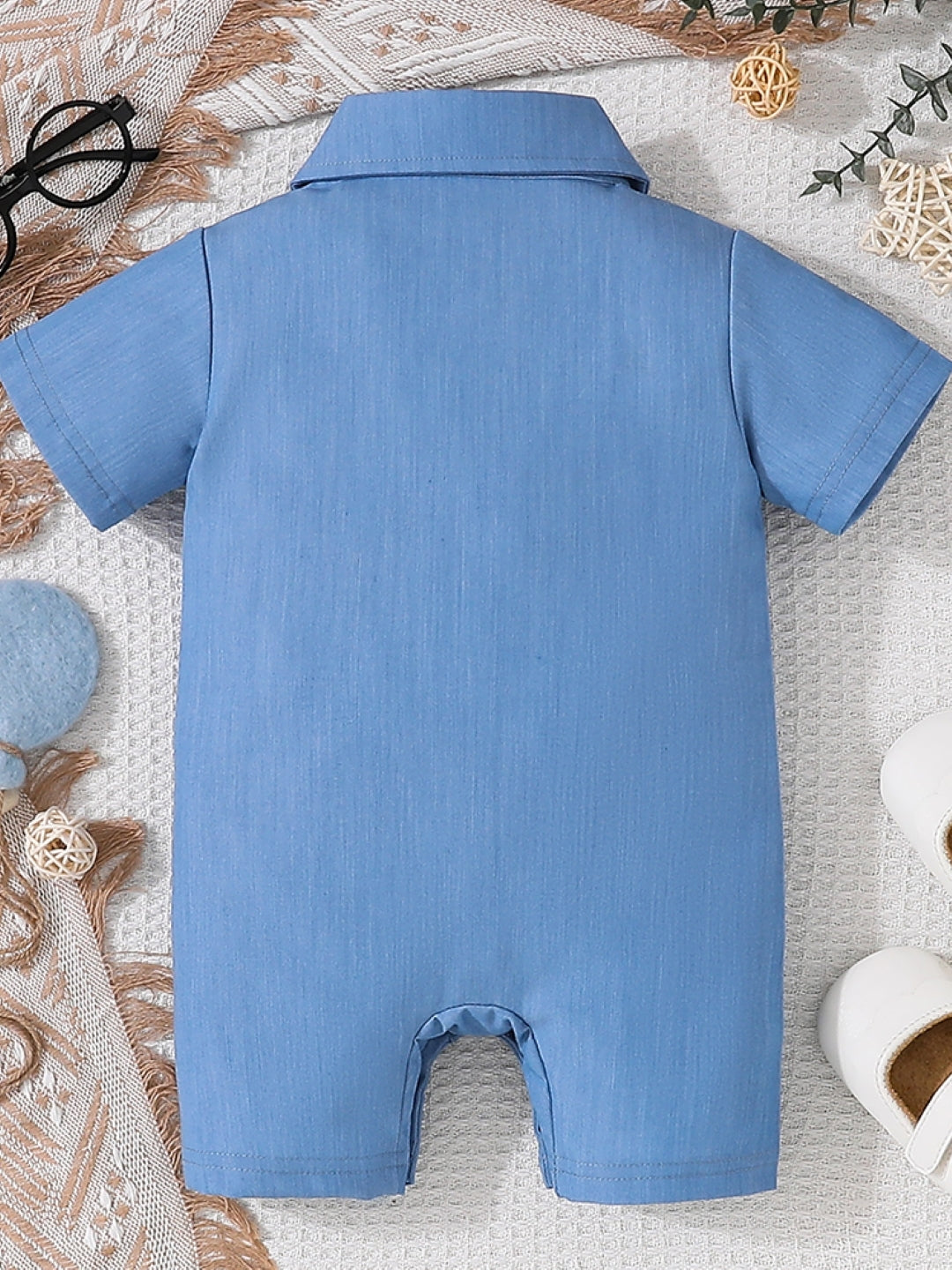 Blue Cotton Regular Romper