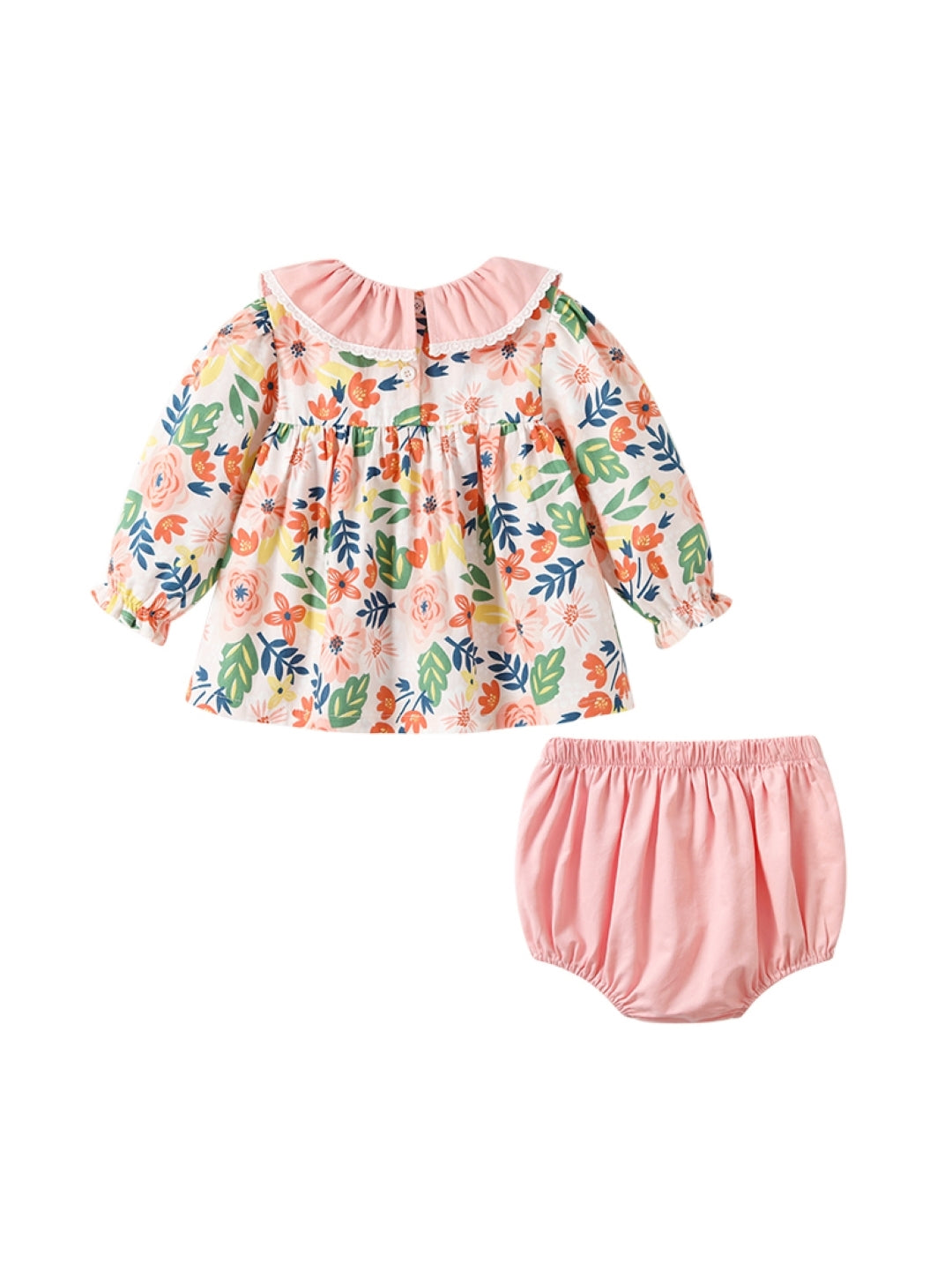 Pink Round Neck Short Sleeves Printed Top & Shorts Pure Cotton Set