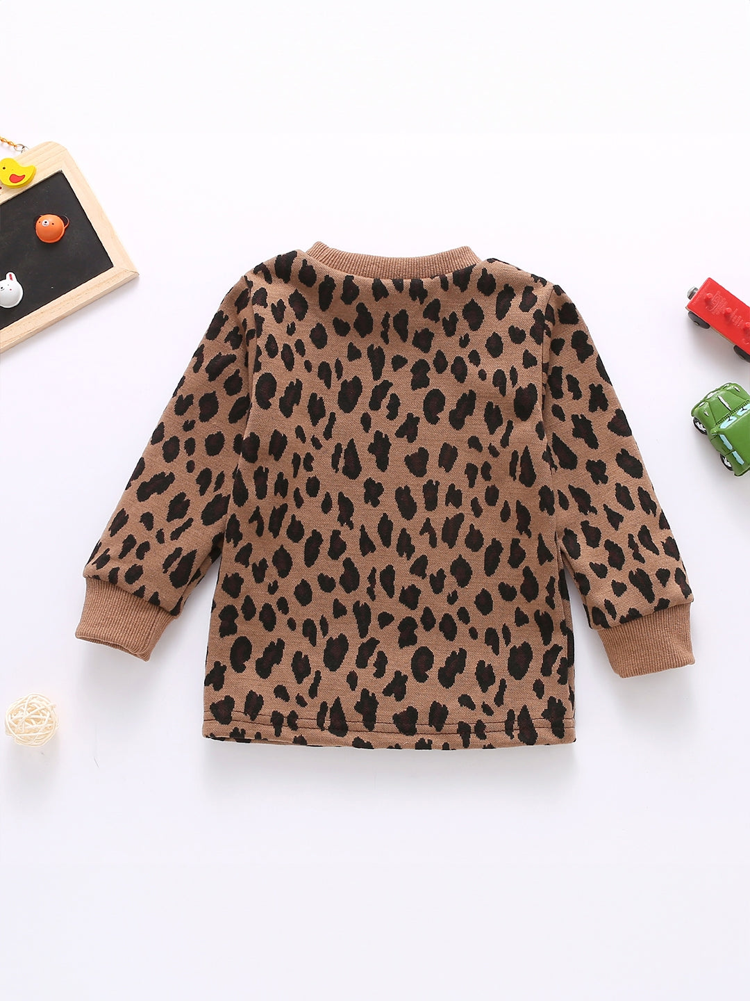 Brown Round Neck Animal Casual Long Sleeves Polyester Sweatshirts