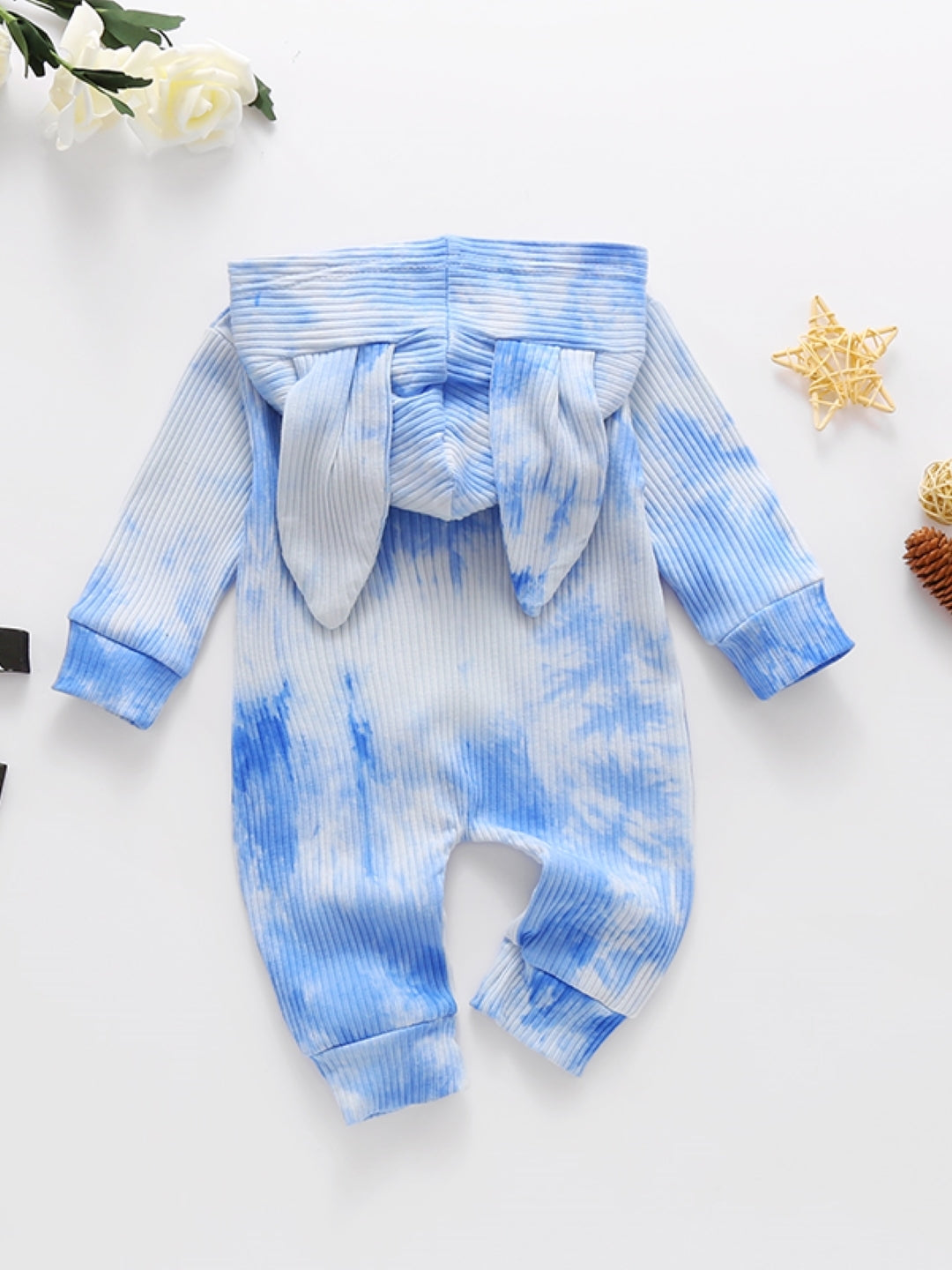 Blue Polyester Regular Romper