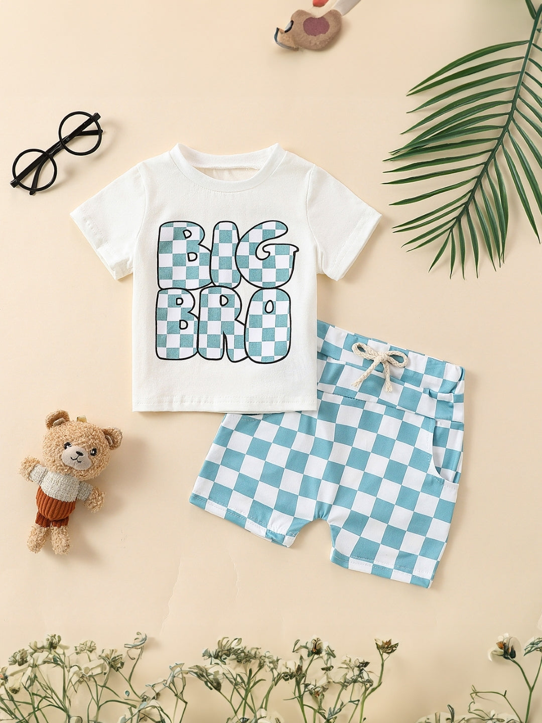 Blue Round Neck Short Sleeves Printed Top & Shorts Cotton Blend Set