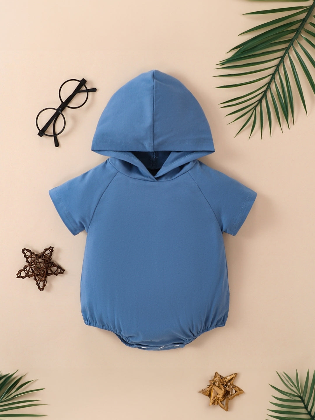 Blue Cotton Regular Romper