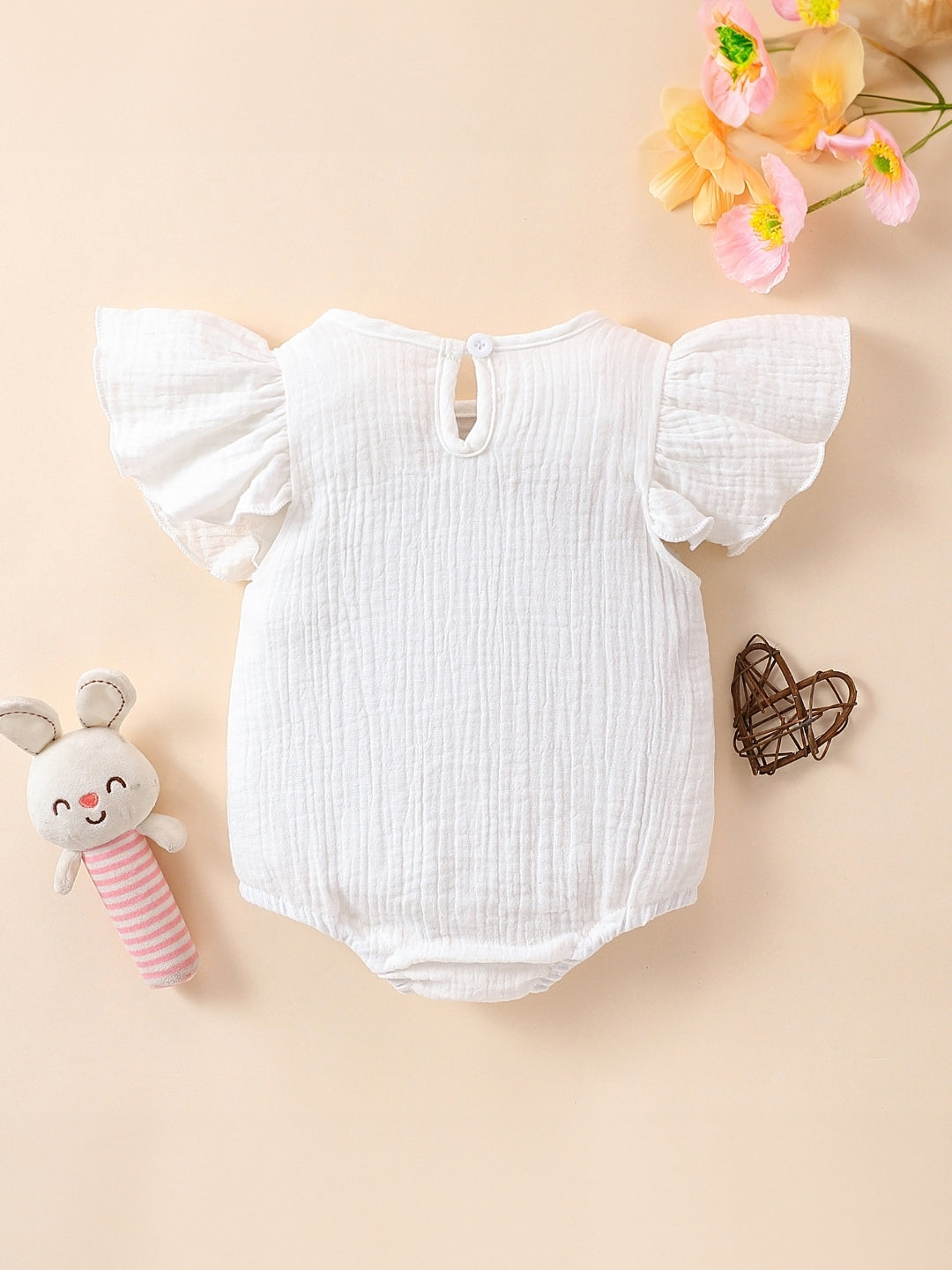 White Cotton Regular Romper