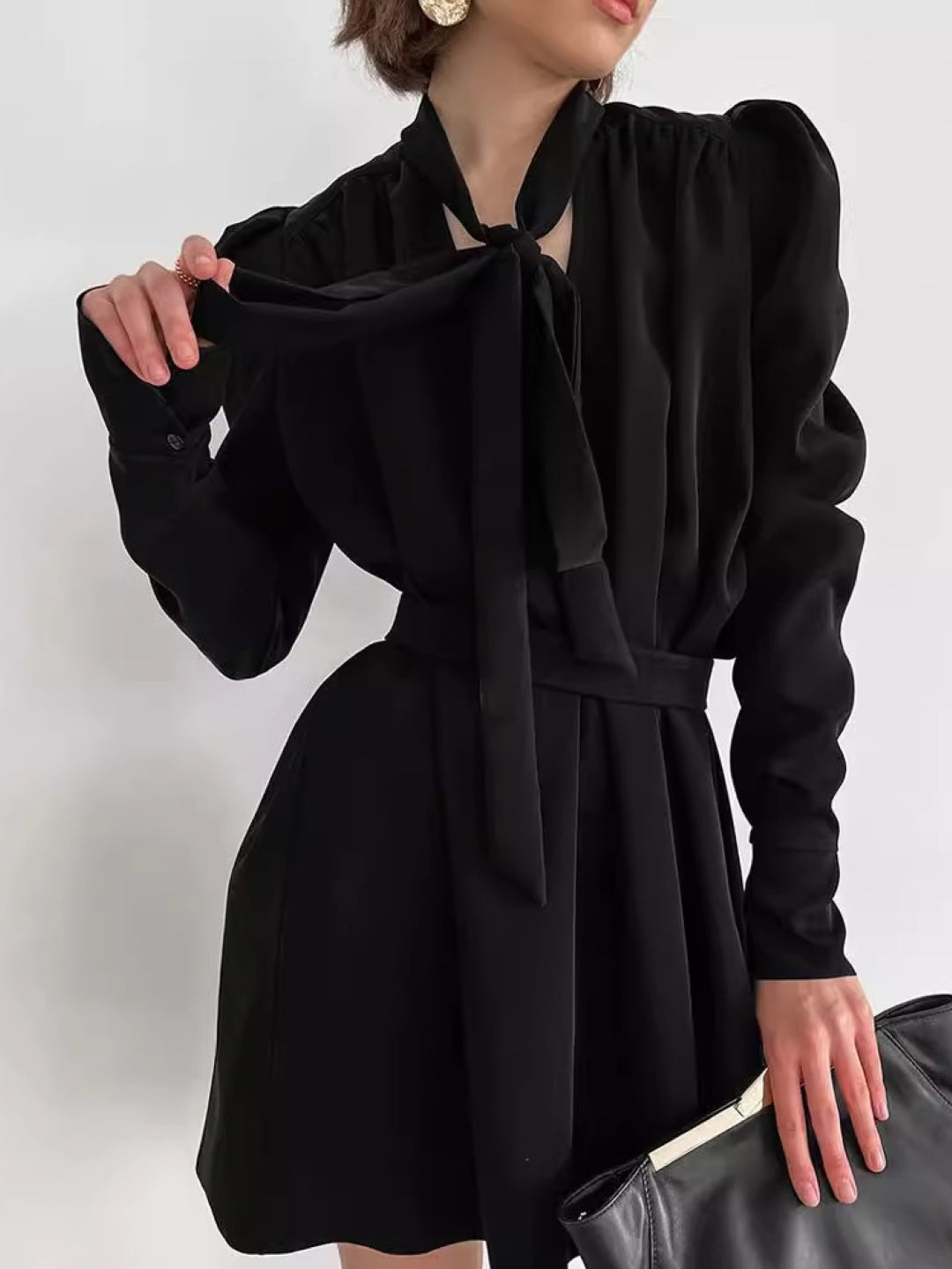 Long Sleeve Mini Dress - Black