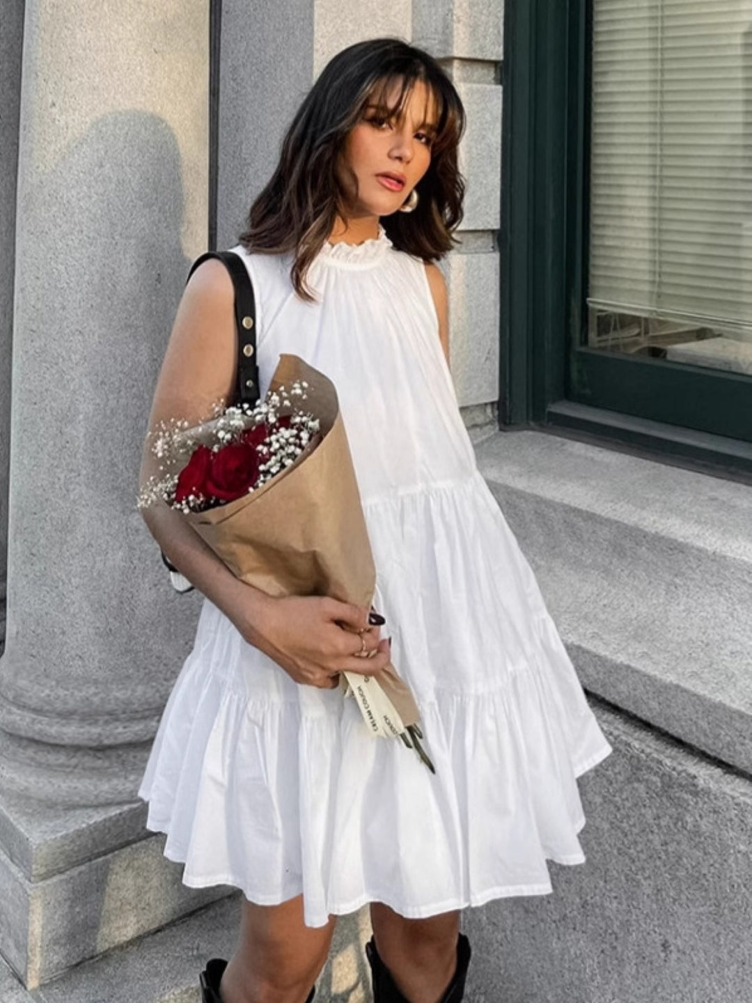 White Sleeveless Mini Dress