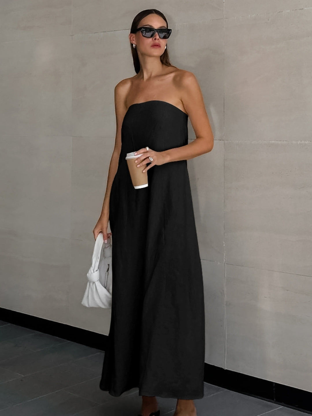 Black Strapless Maxi Dress