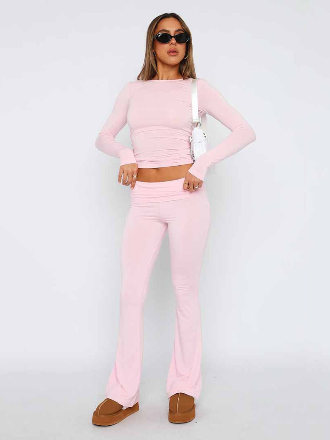 Pink Solid Regular Fit Casual Polyester Regular Trousers