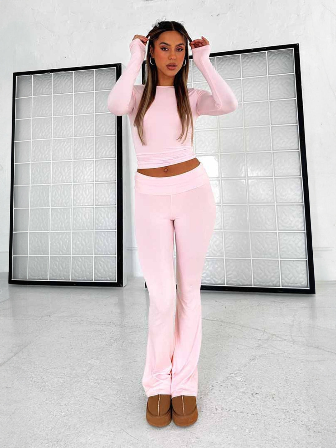 Pink Solid Regular Fit Casual Polyester Regular Trousers