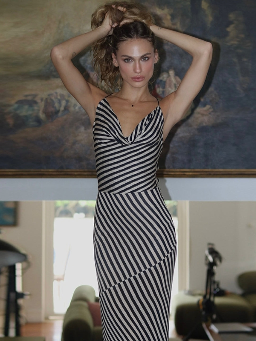 Black & White Striped Maxi Dress