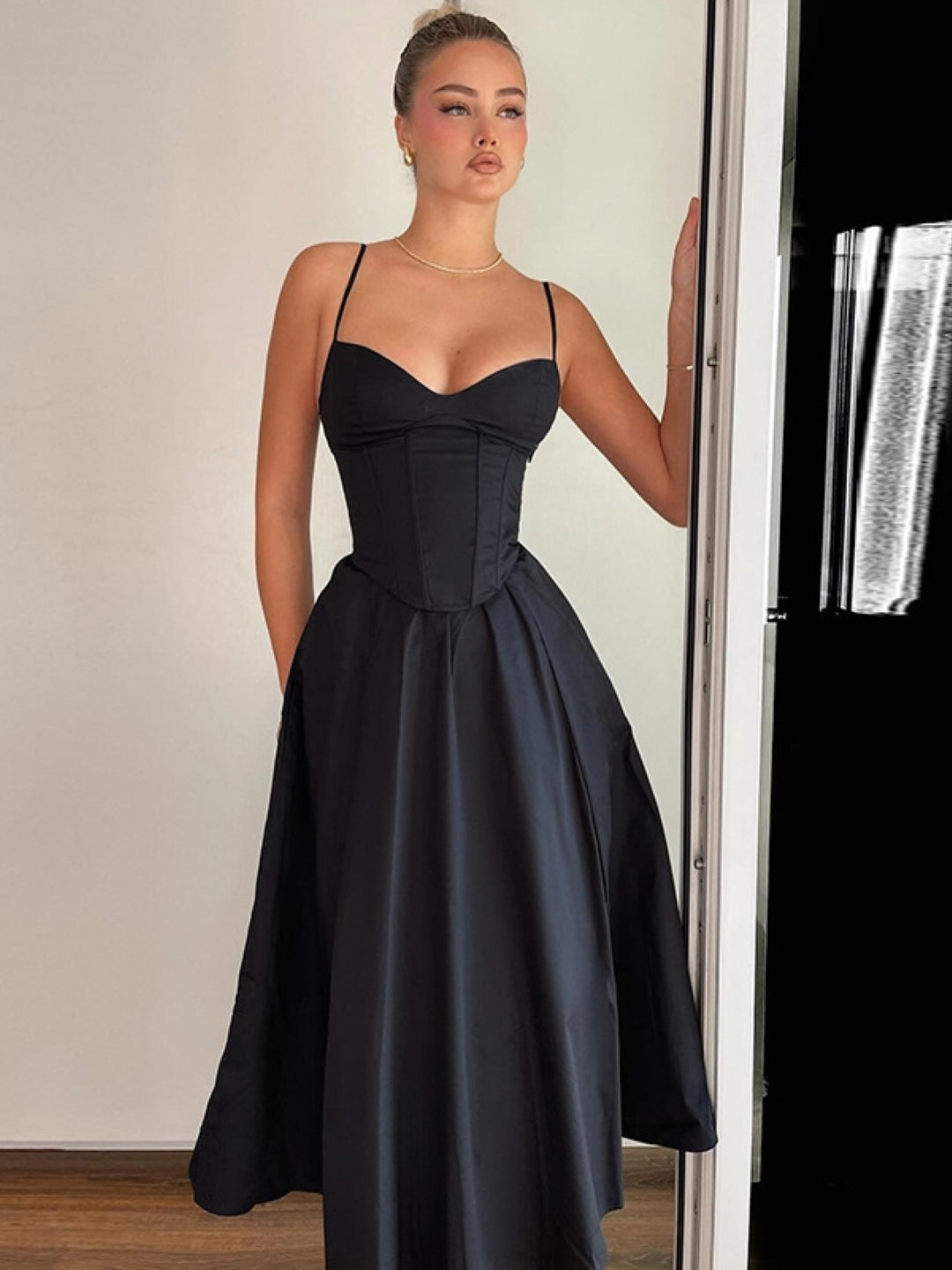 Black Corset Midi Dress