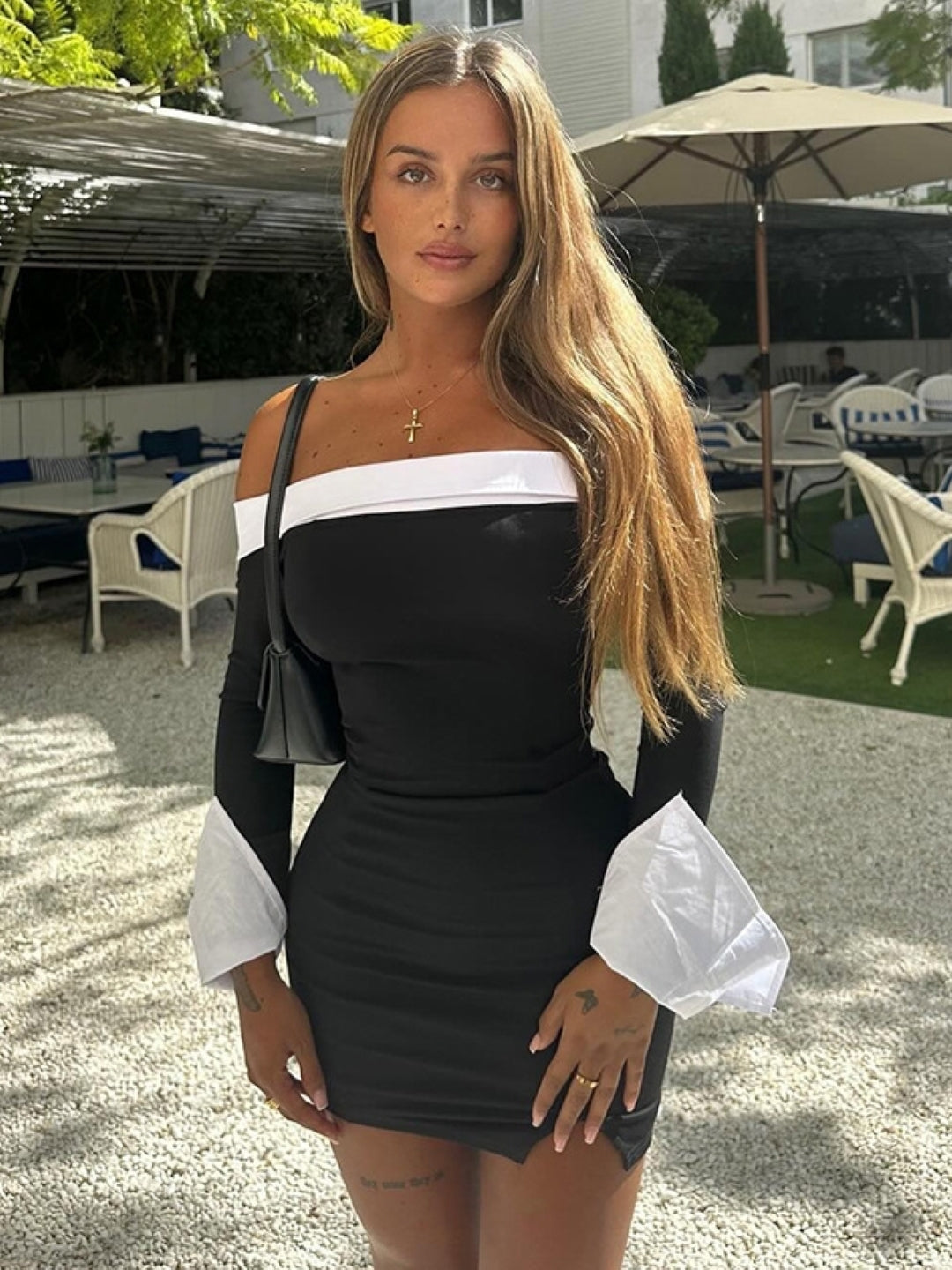 Black & White Contrast Mini Dress