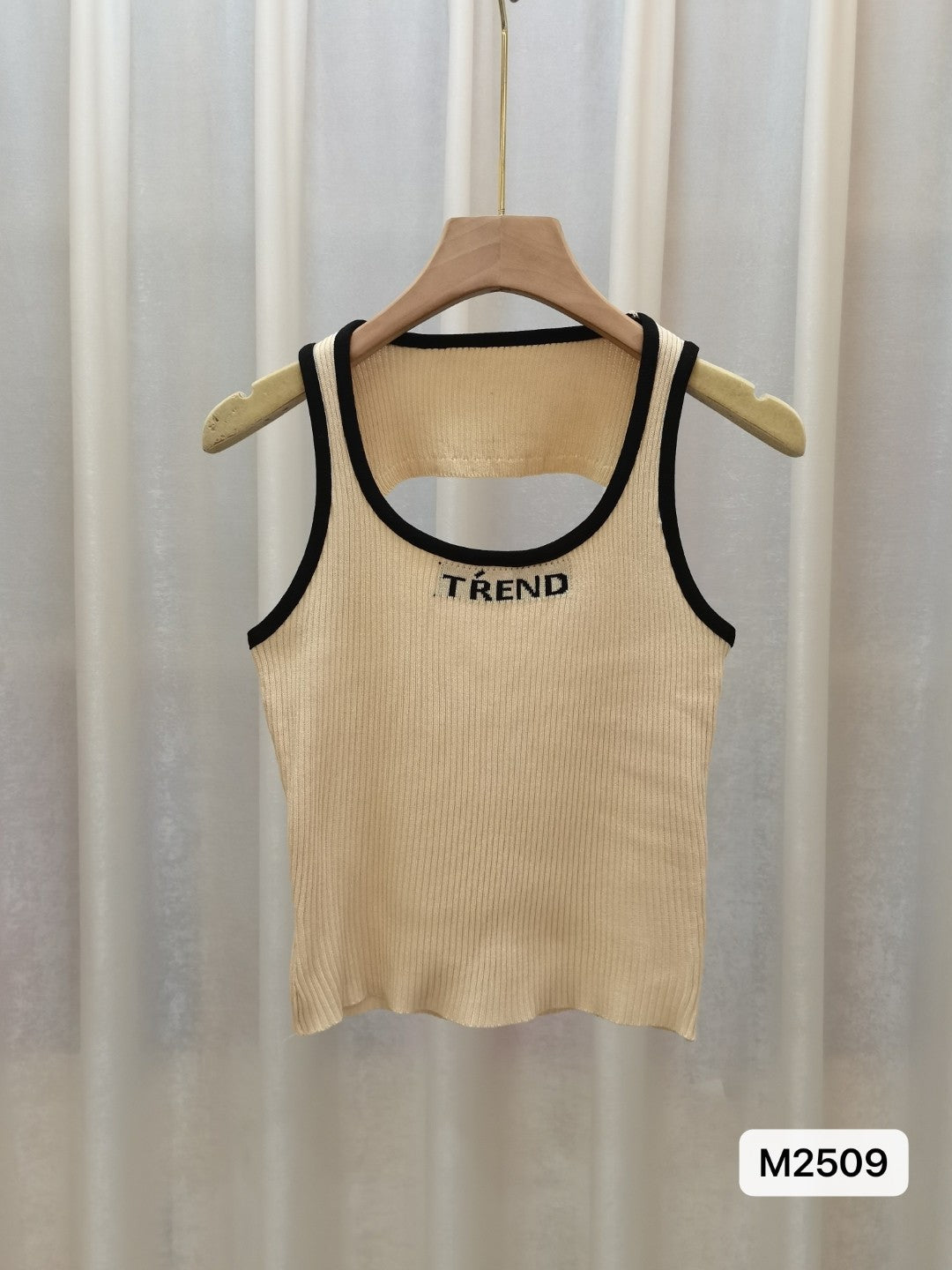 Cream Round Neck Sleeveless Typography No Sleeves Viscose Rayon Top