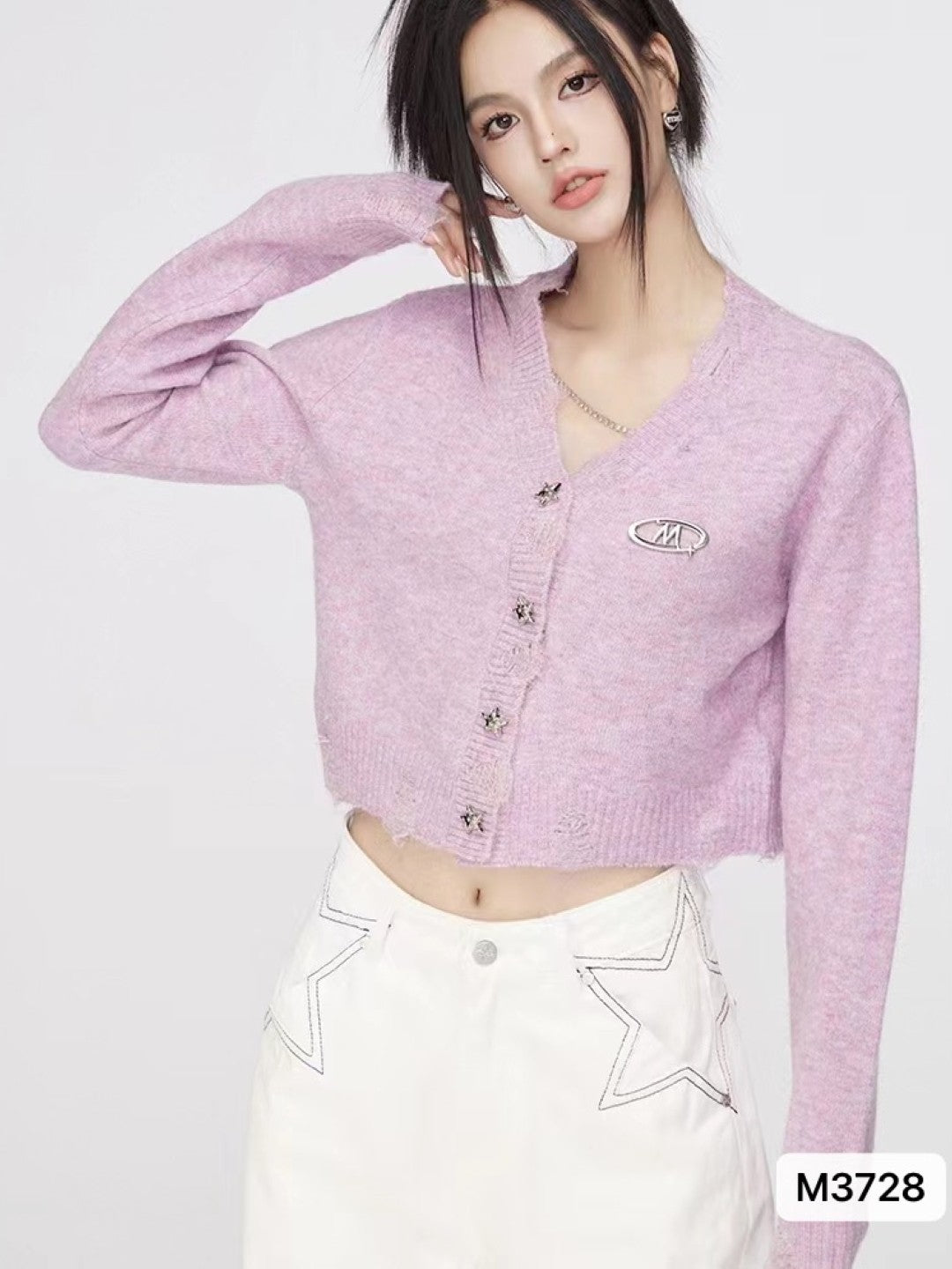 Pink V-Neck Long Sleeves Typography Regular Sleeves Polyester Top