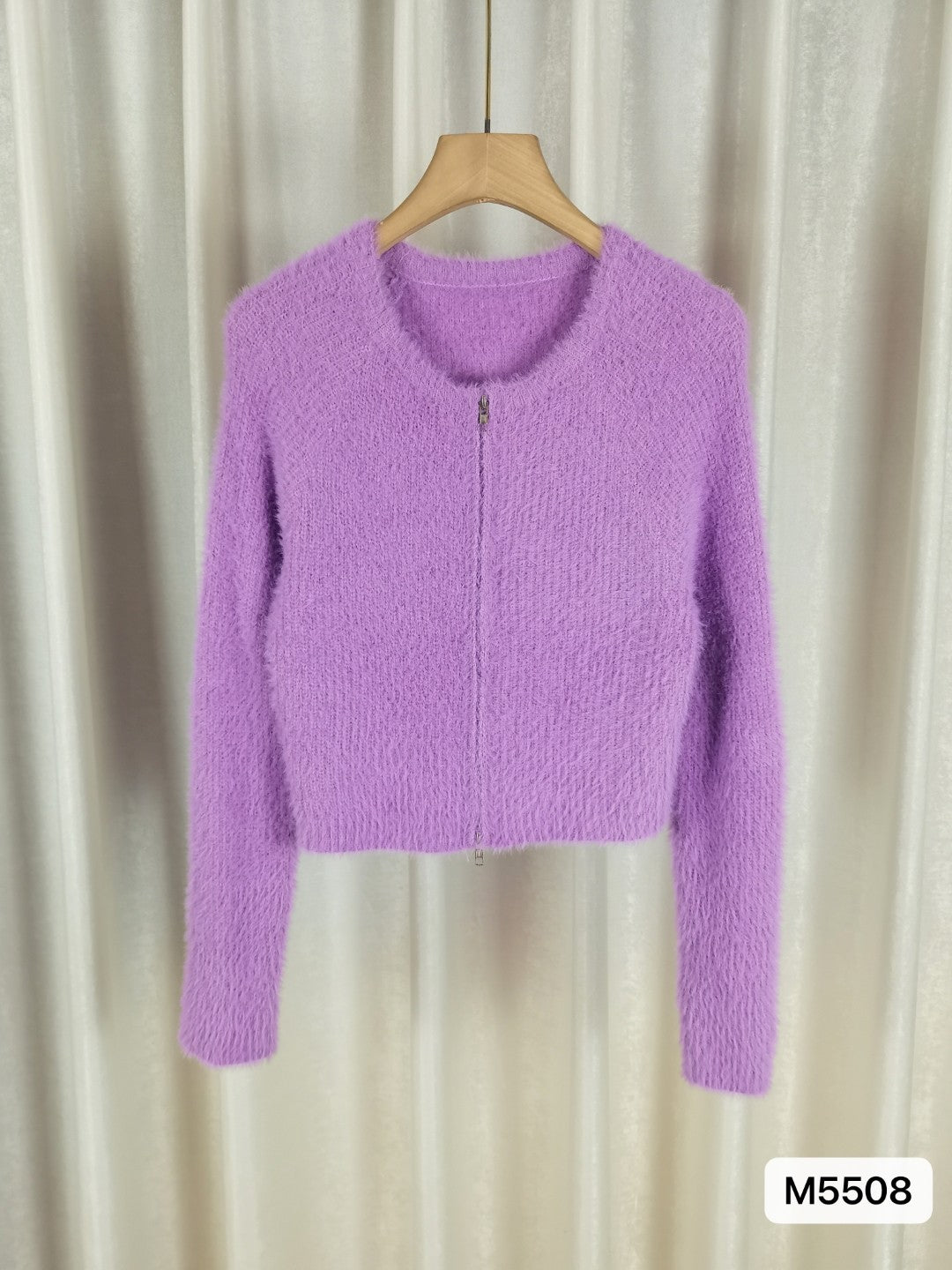 Purple Round Neck Long Sleeves Solid Regular Sleeves Nylon Top