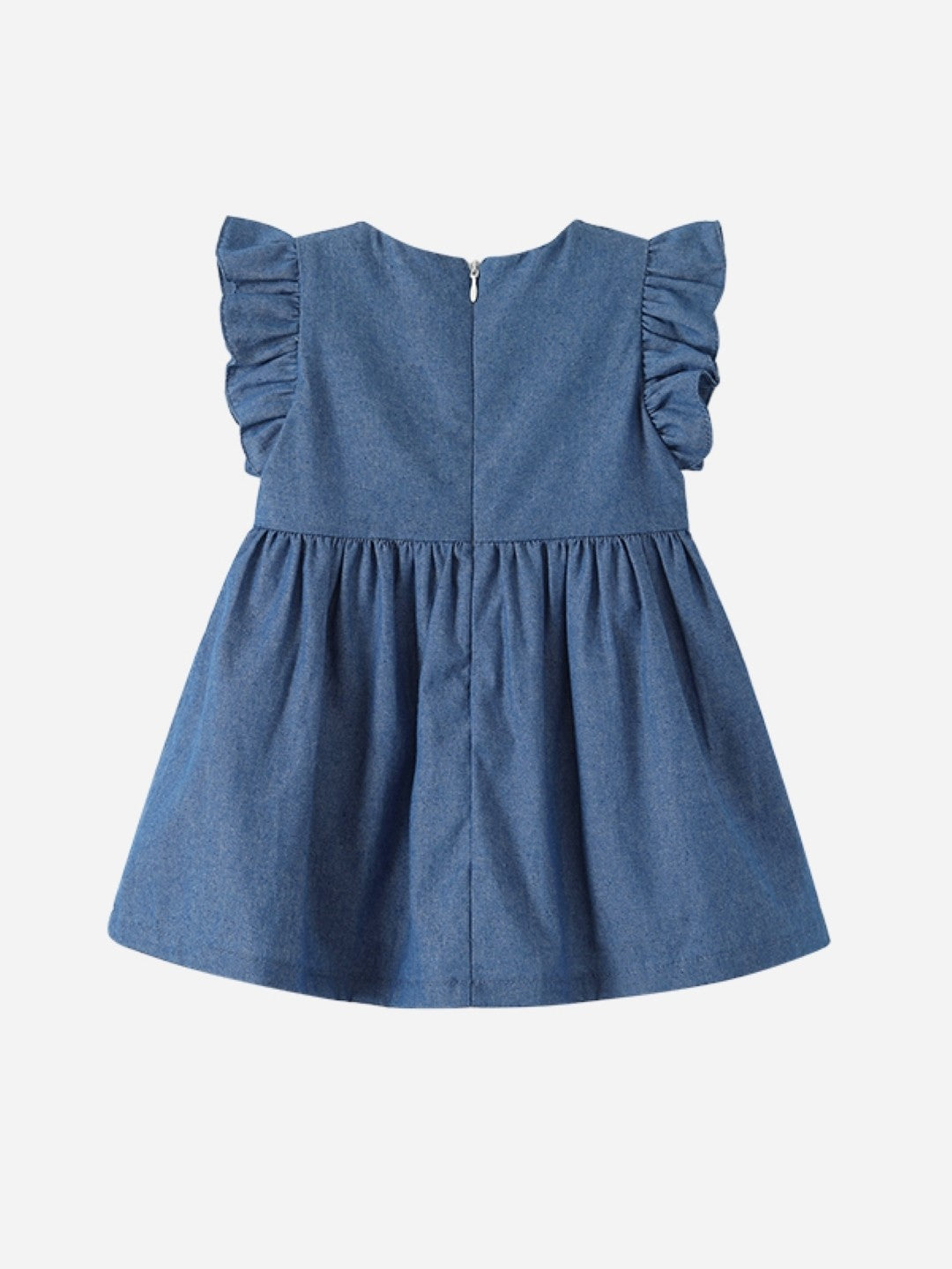 Blue Round Neck Casual A-Line Solid Sleeveless Knee Length Cotton Dress