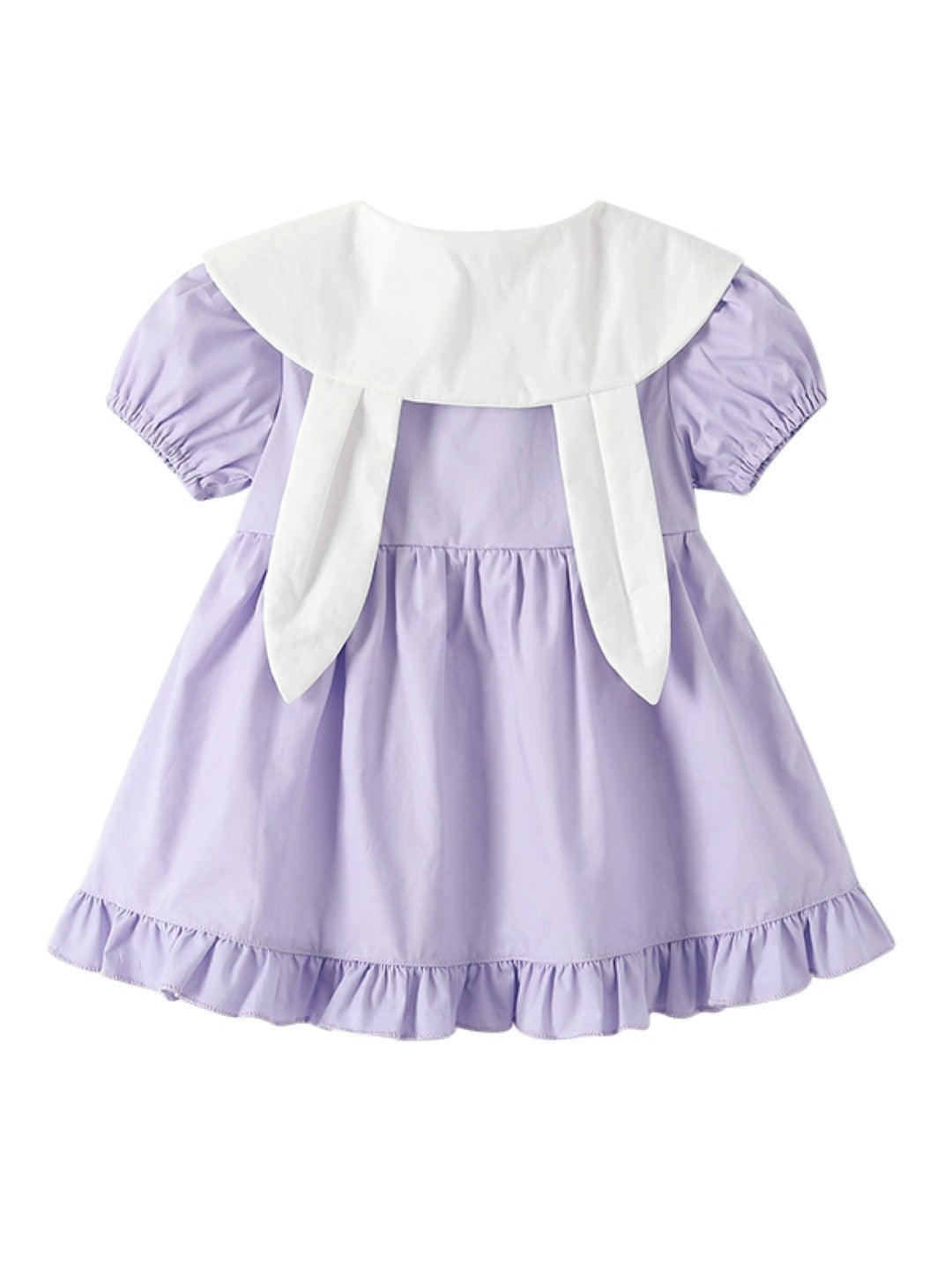 Purple Round Neck Casual A-Line Solid Short Sleeves Knee Length Cotton Dress