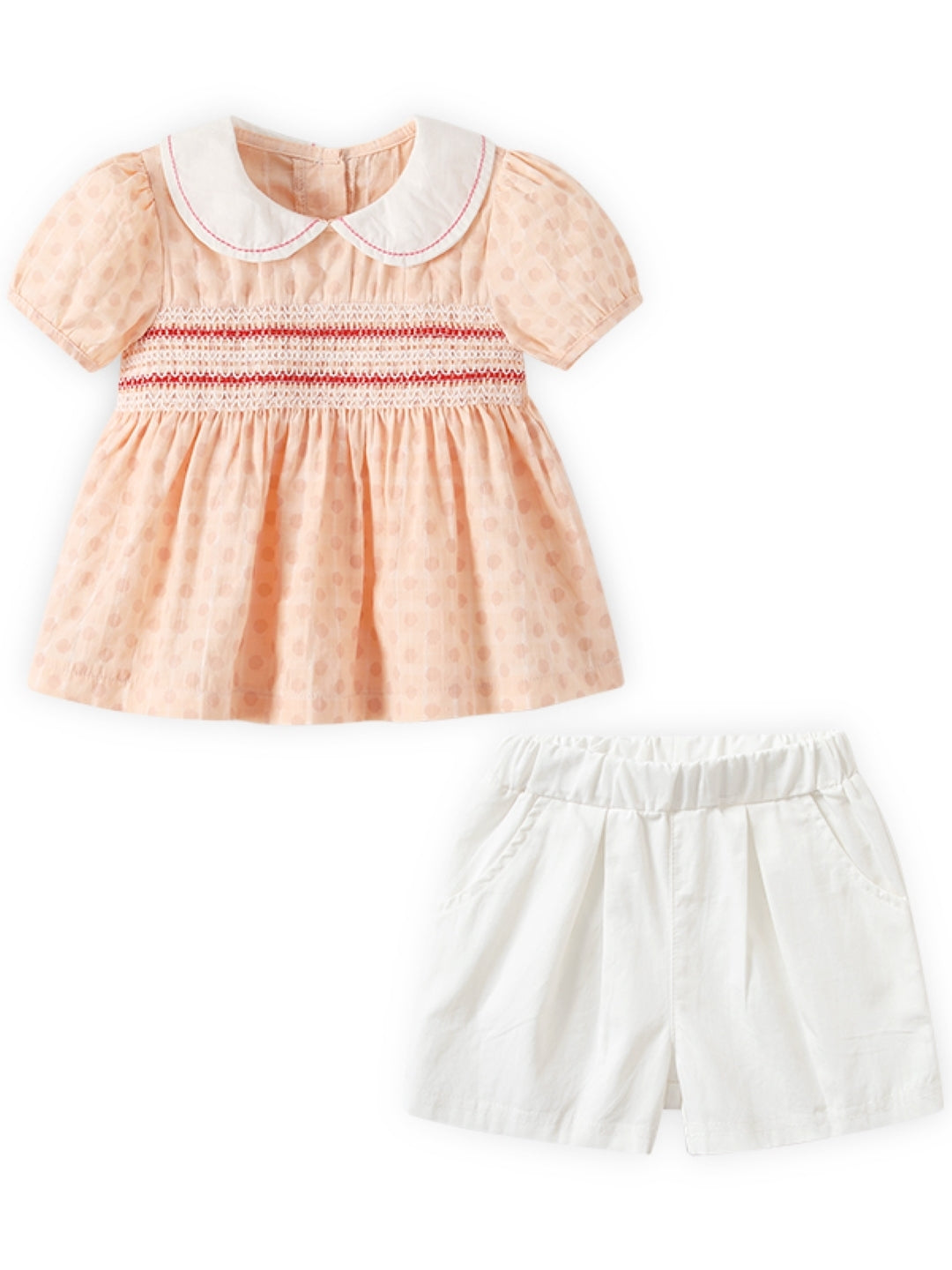 Orange Round Neck Short Sleeves Pure Cotton Top & Shorts Set