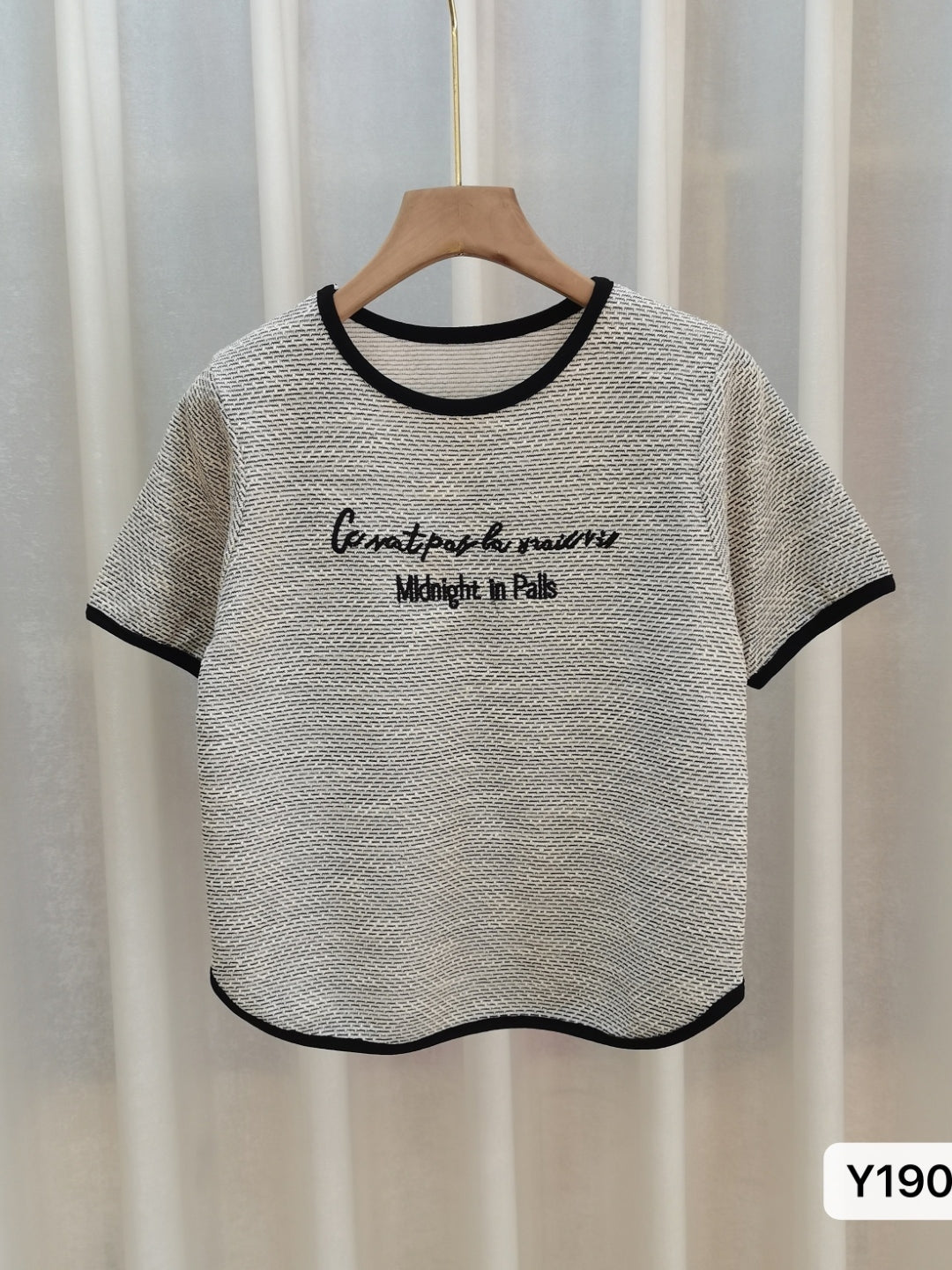 Grey Round Neck Short Sleeves Typography Regular Sleeves Polyester Top