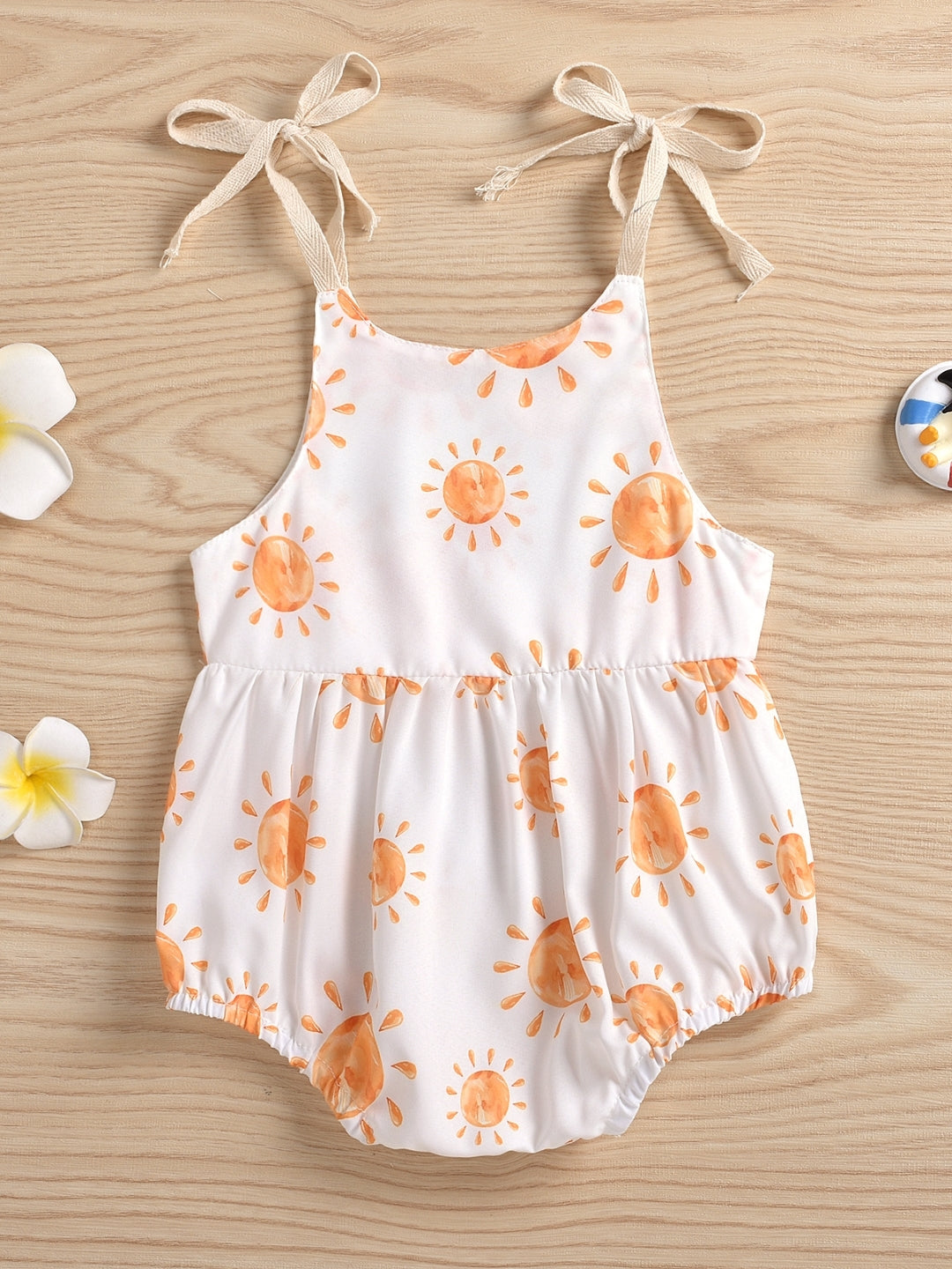 White Orange Polyester Rompers