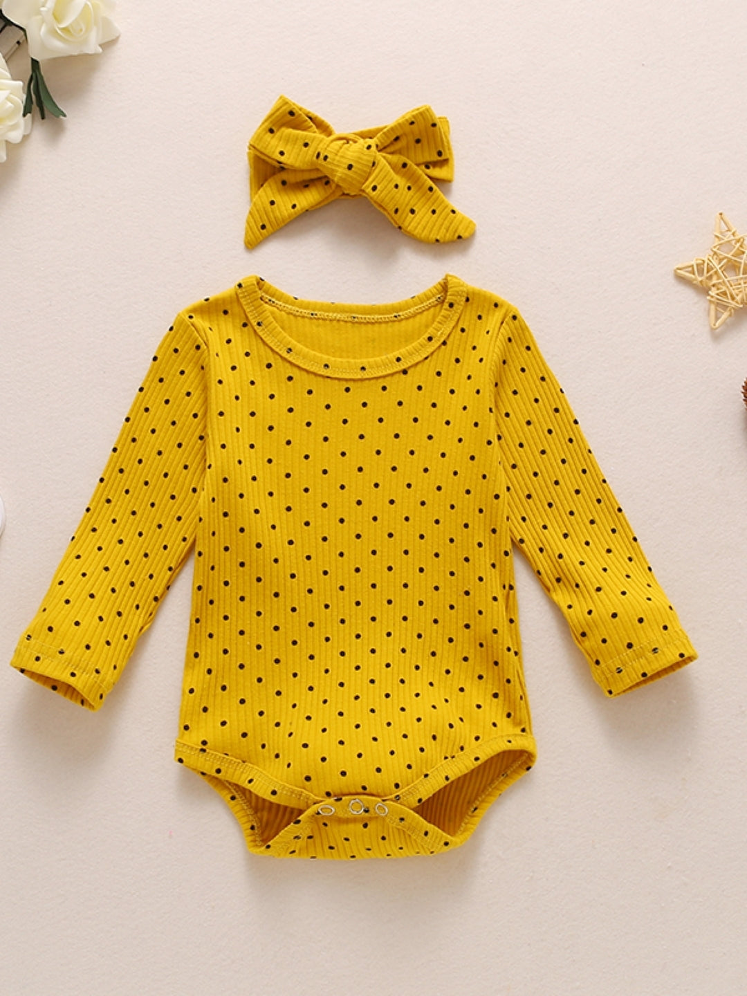 Yellow Polyester Rompers