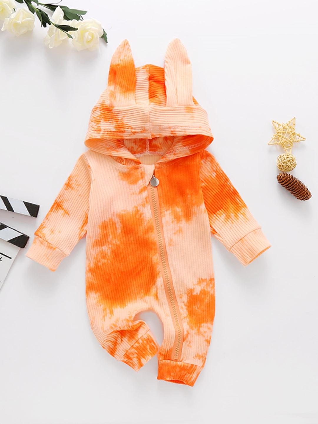 Orange Polyester Rompers