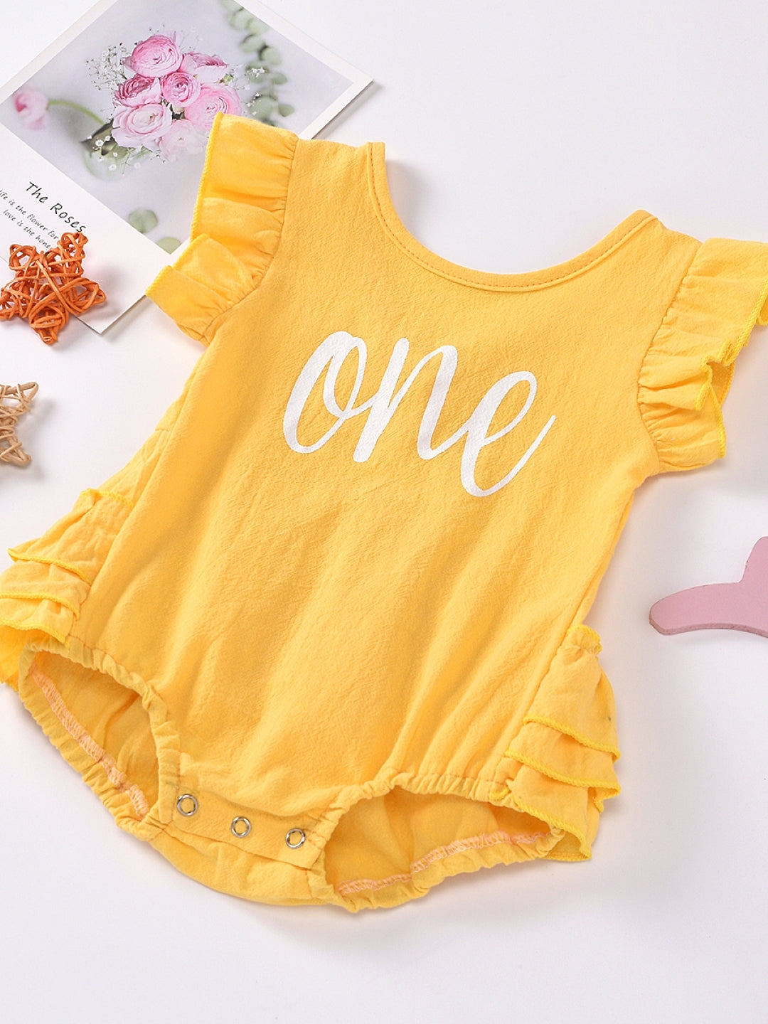 Yellow Polyester Rompers