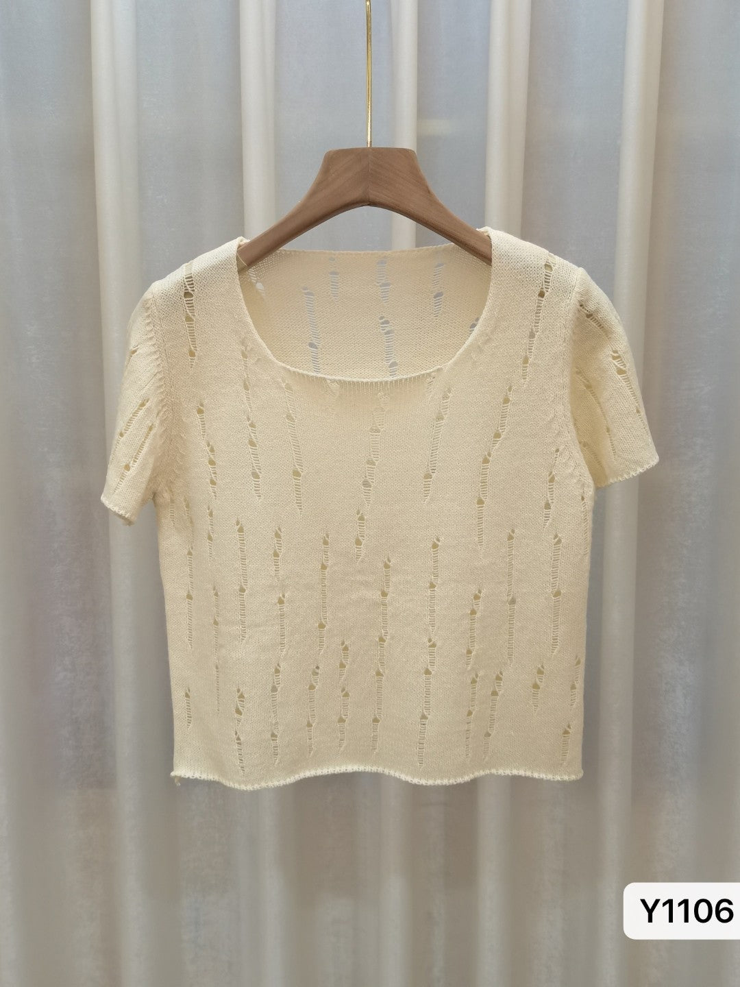 Cream Round Neck Short Sleeves Solid Regular Sleeves Viscose Rayon Top