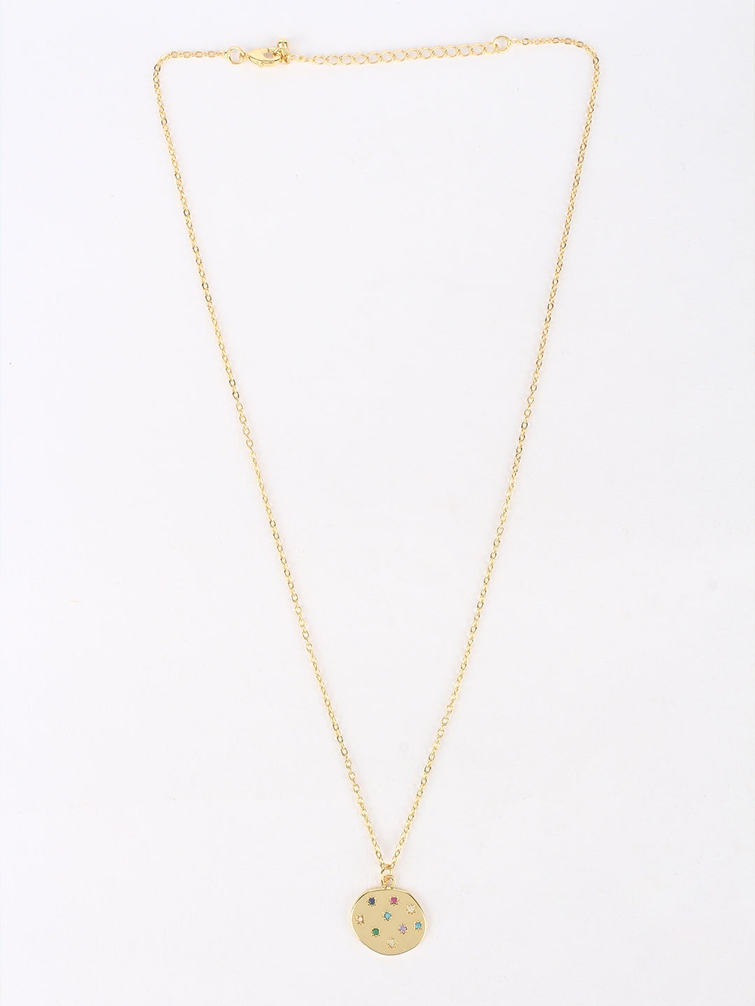 Gold & Multi Brass Cubic Zirconia Minimal Gold-Plated Handcrafted Necklace