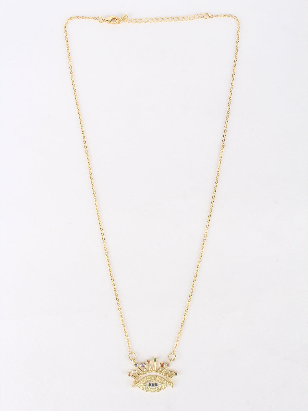 Gold & Transparent Brass Cubic Zirconia Minimal Gold-Plated Handcrafted Necklace