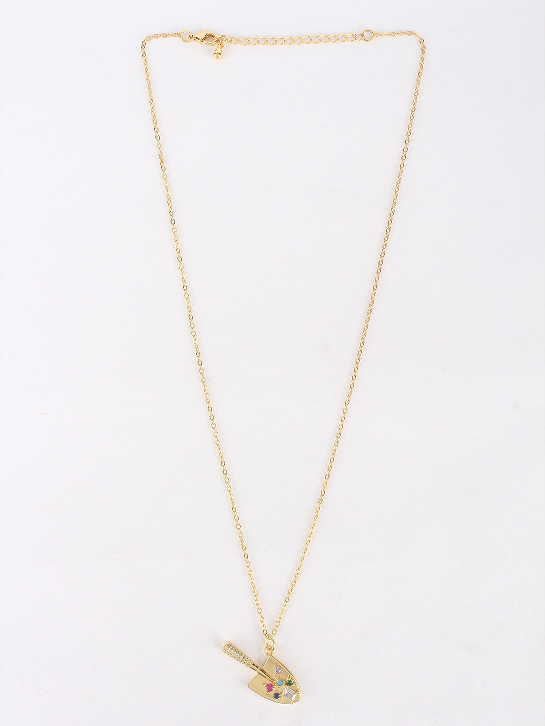 Gold & Transparent Brass Cubic Zirconia Minimal Gold-Plated Handcrafted Necklace