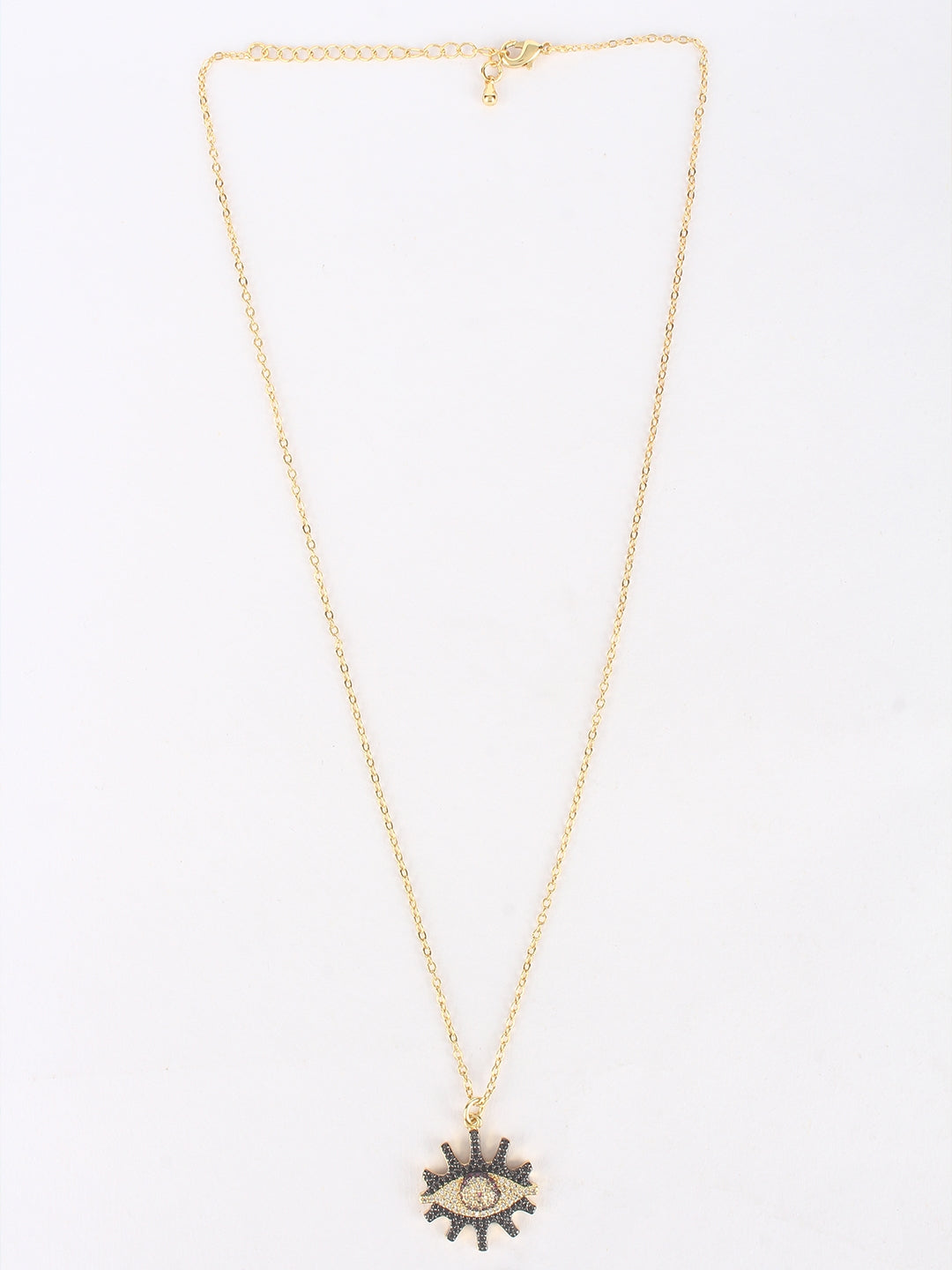 Gold & Black Brass Cubic Zirconia Minimal Gold-Plated Handcrafted Necklace