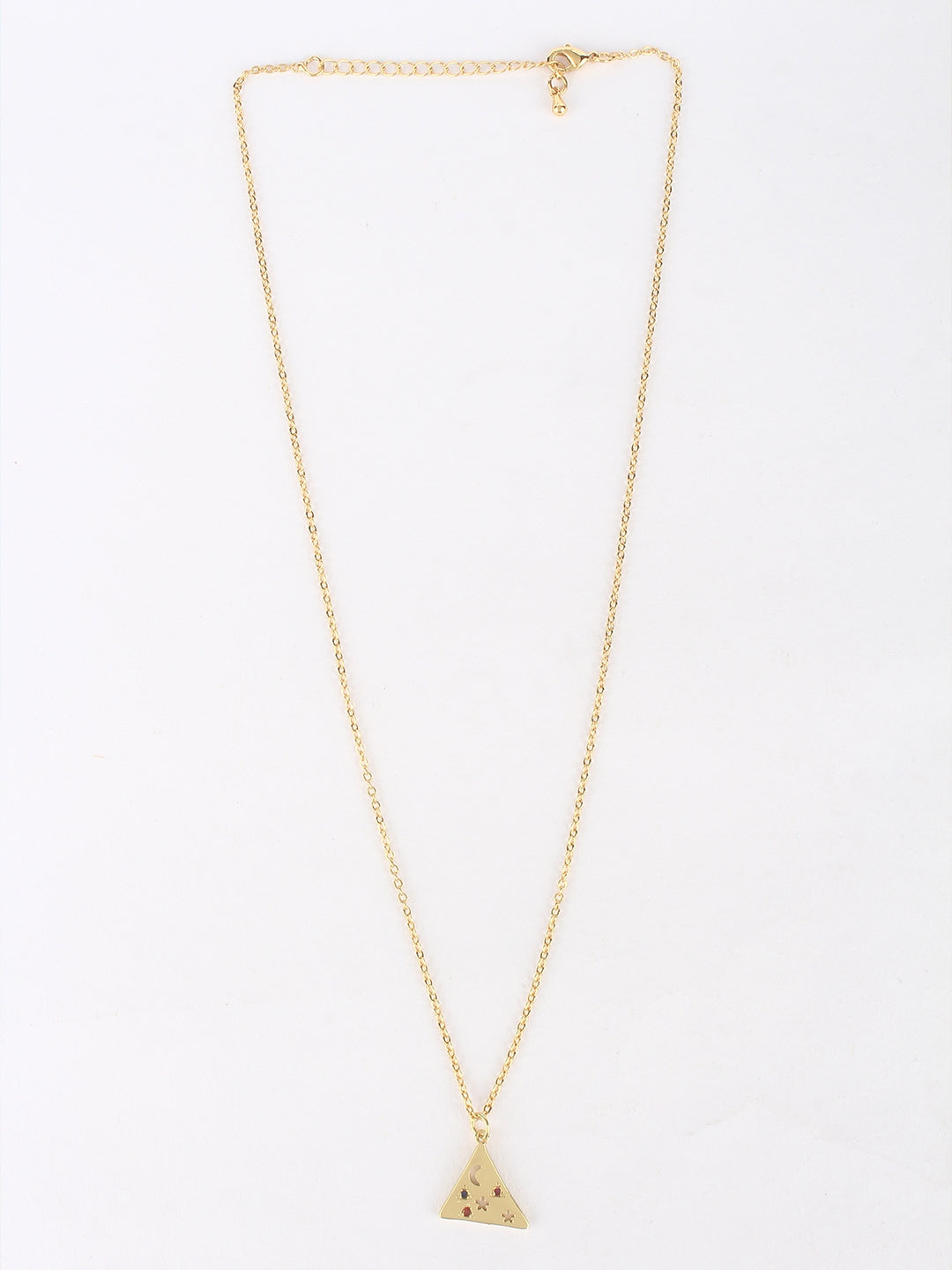 Gold & Multi Brass Cubic Zirconia Minimal Gold-Plated Handcrafted Necklace