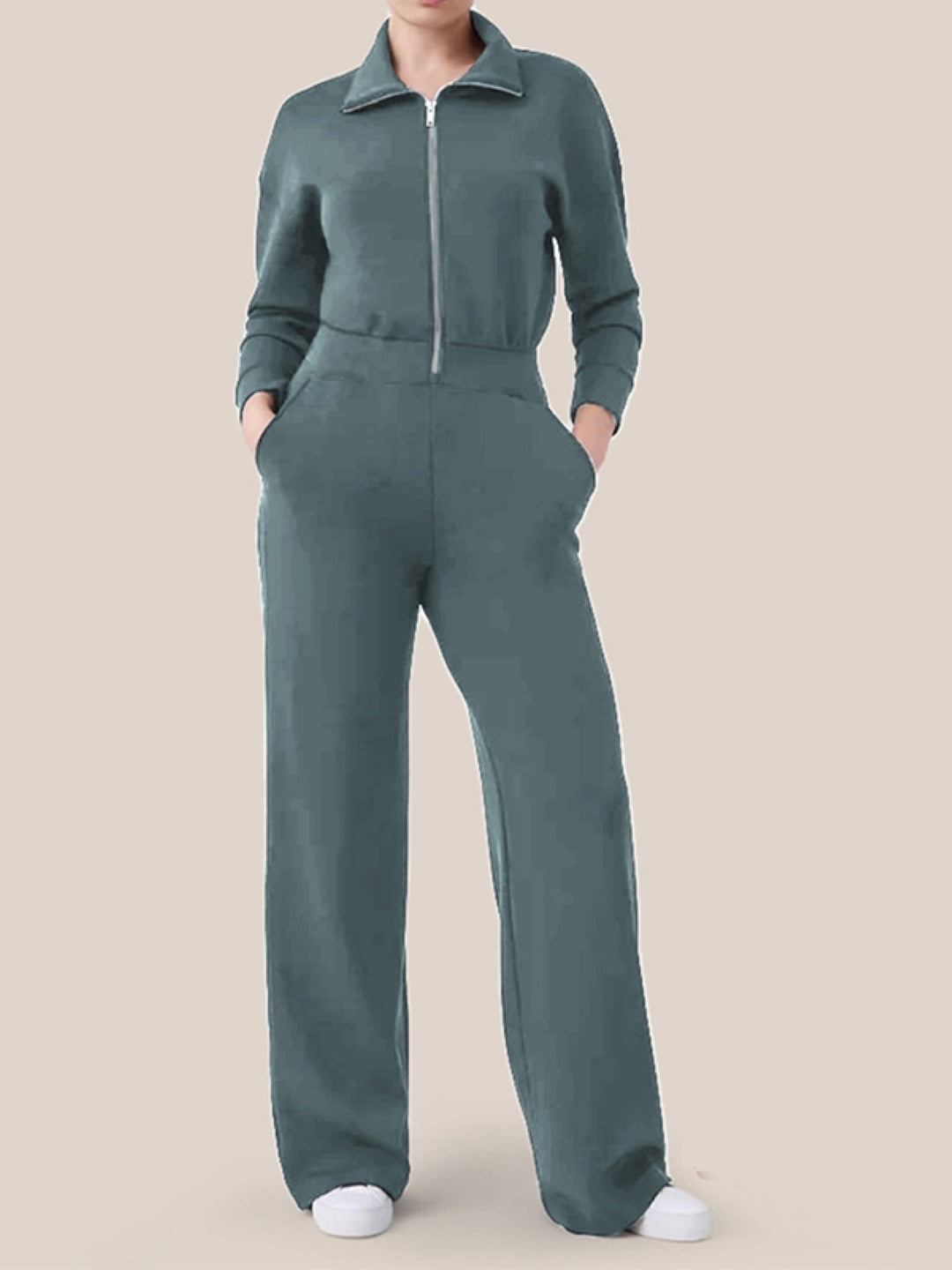 Grey Shirt Collar Long Sleeves Top & Trousers Set