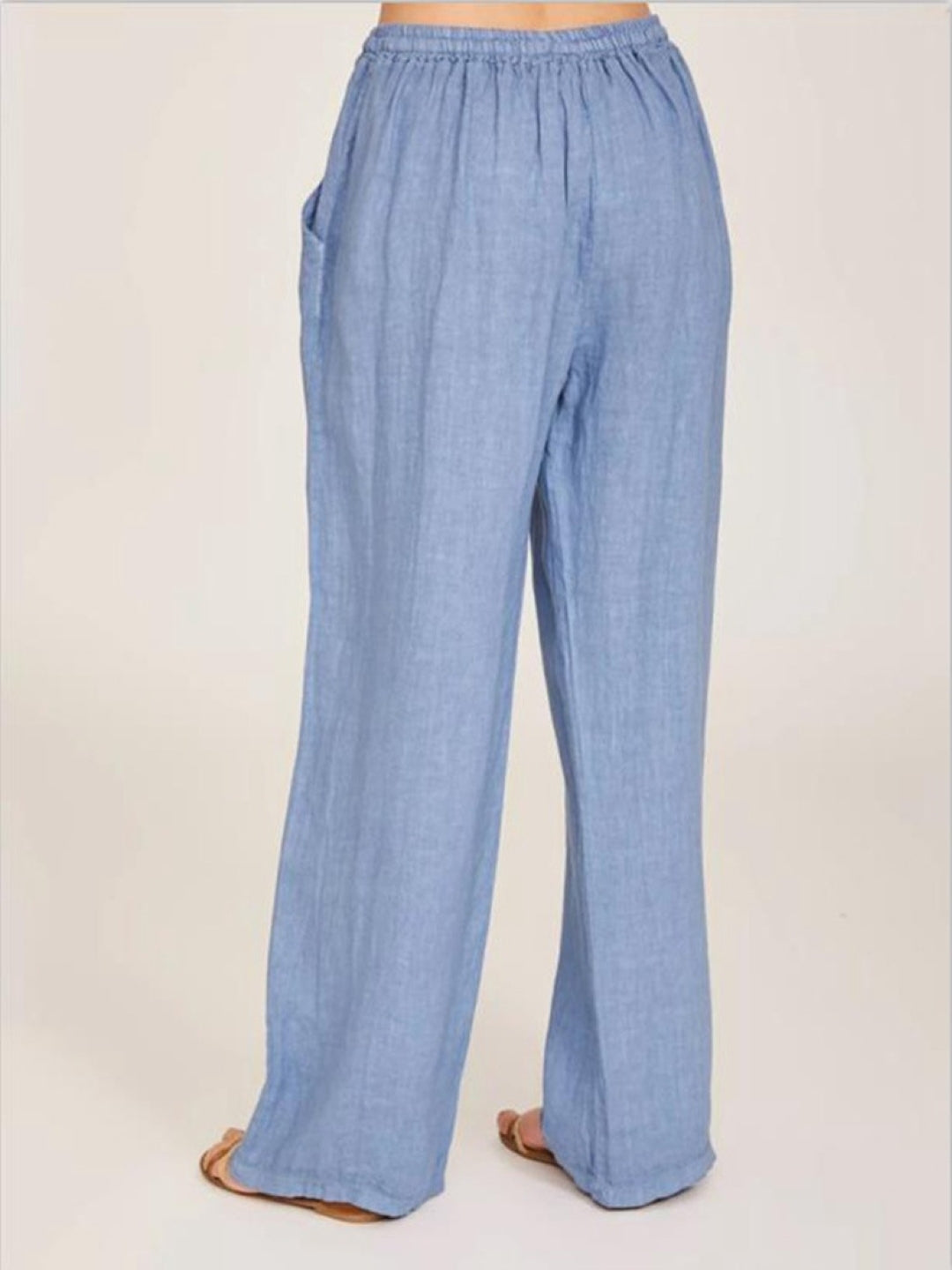 Blue Solid Polyester Trouser