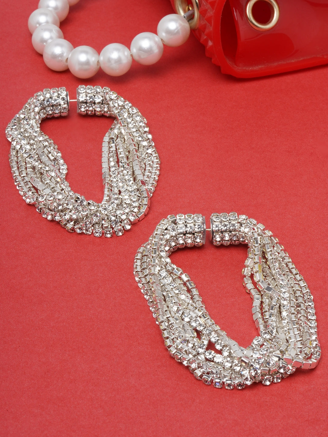 Silver-Plated CZ Studded Danglers