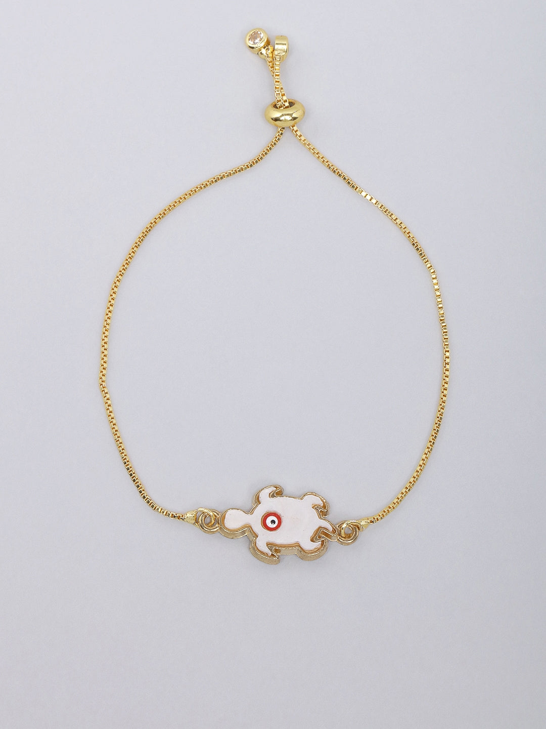 Gold-Plated White Enamelled Turtle Shaped Bracelet