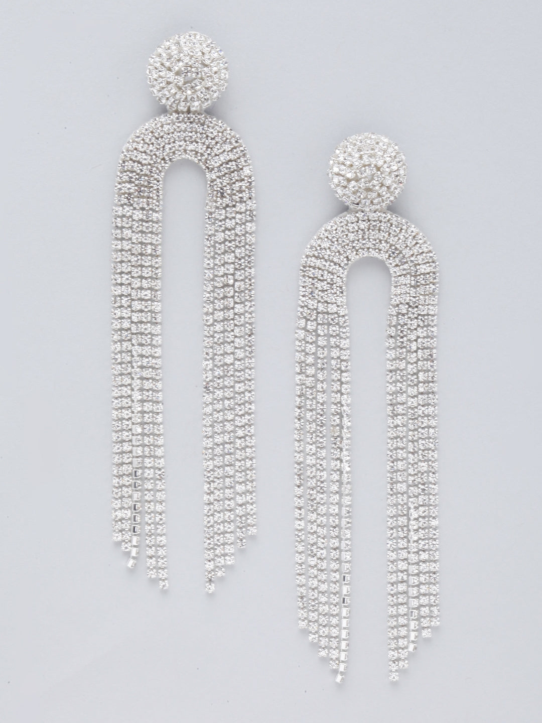 Silver-Plated Rhinestone Metallic Chain Tassels