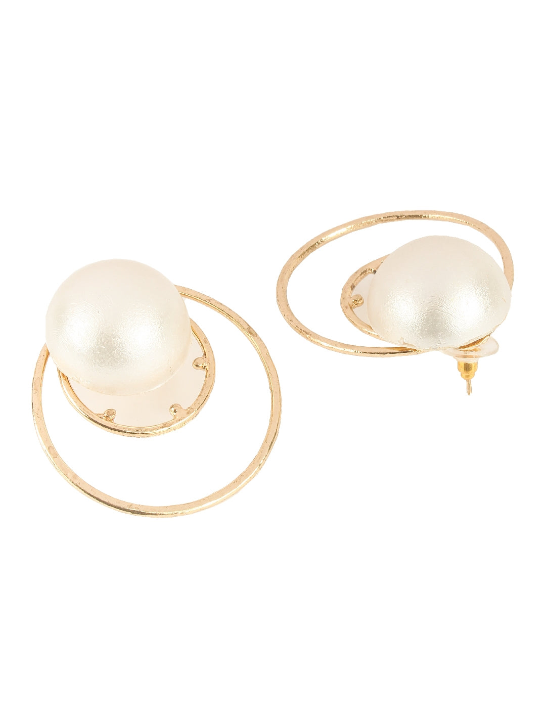 Gold-Plated Gold & White Brass Handcrafted Contemporary Drop Earrings