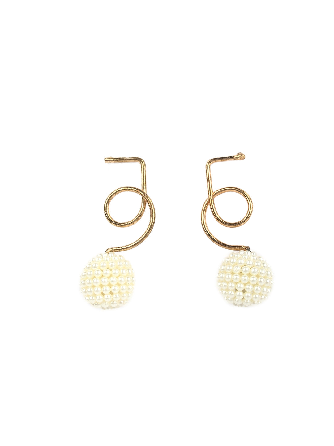 Gold-Plated Gold & White Brass Handcrafted Contemporary Drop Earrings