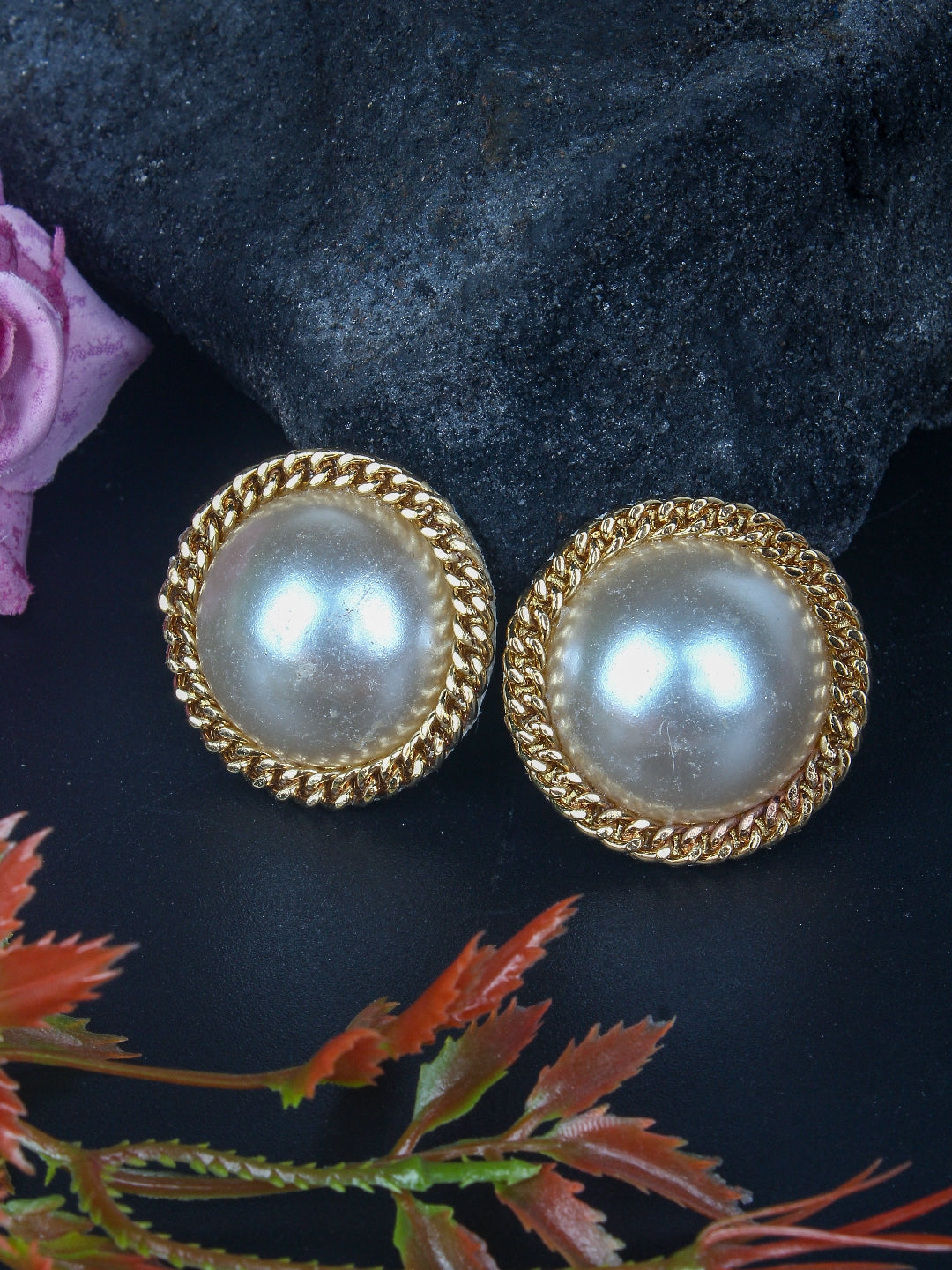 Gold-Plated Gold & White Brass Handcrafted Contemporary Drop Earrings