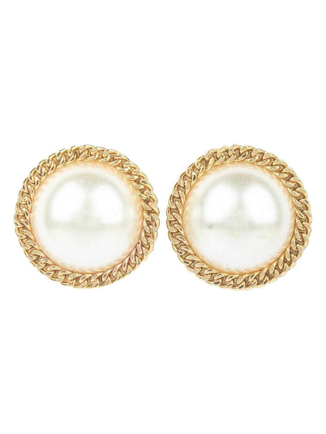 Gold-Plated Gold & White Brass Handcrafted Contemporary Drop Earrings