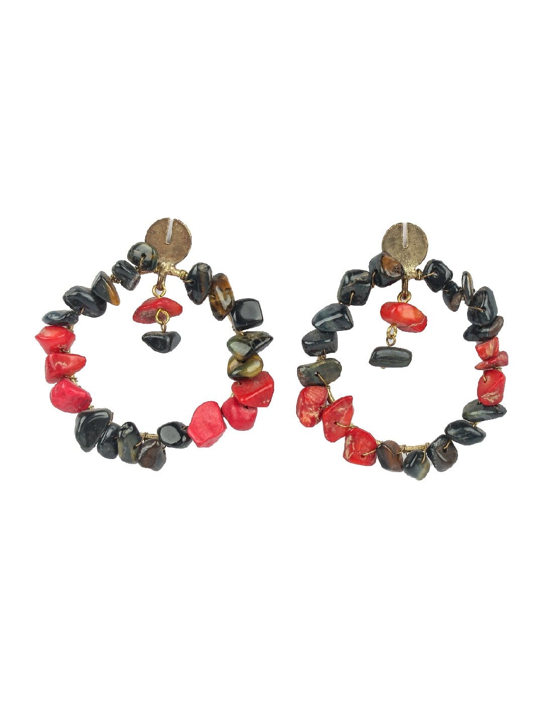 Gold-Plated Gold & Red Brass Handcrafted Contemporary Drop Earrings